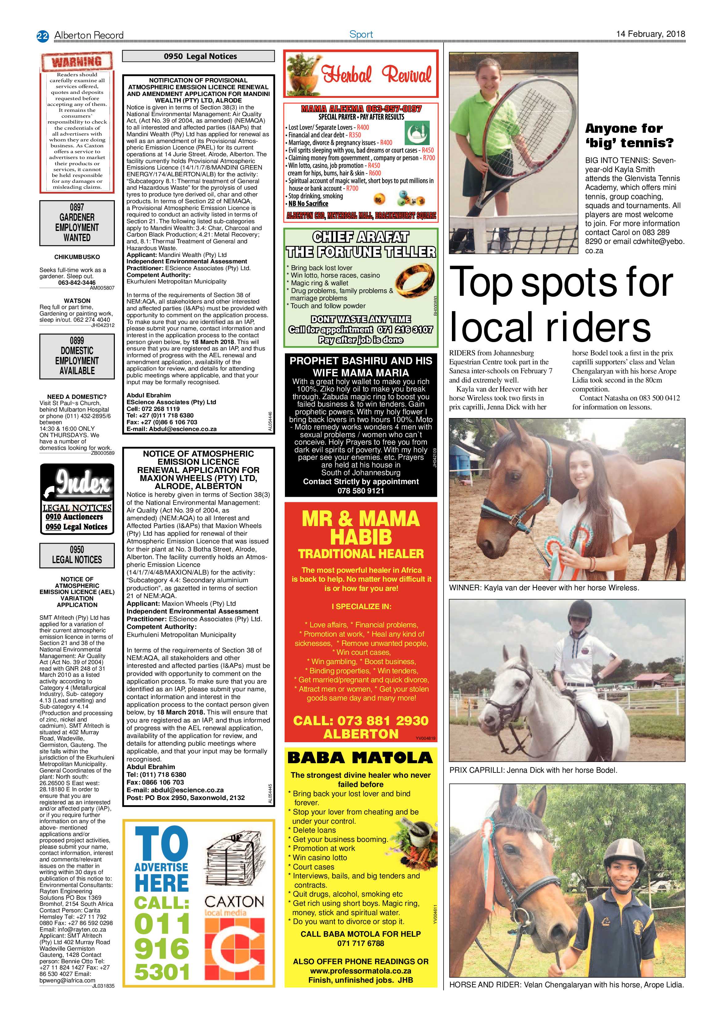Alberton Record 14 February 2018 page 22
