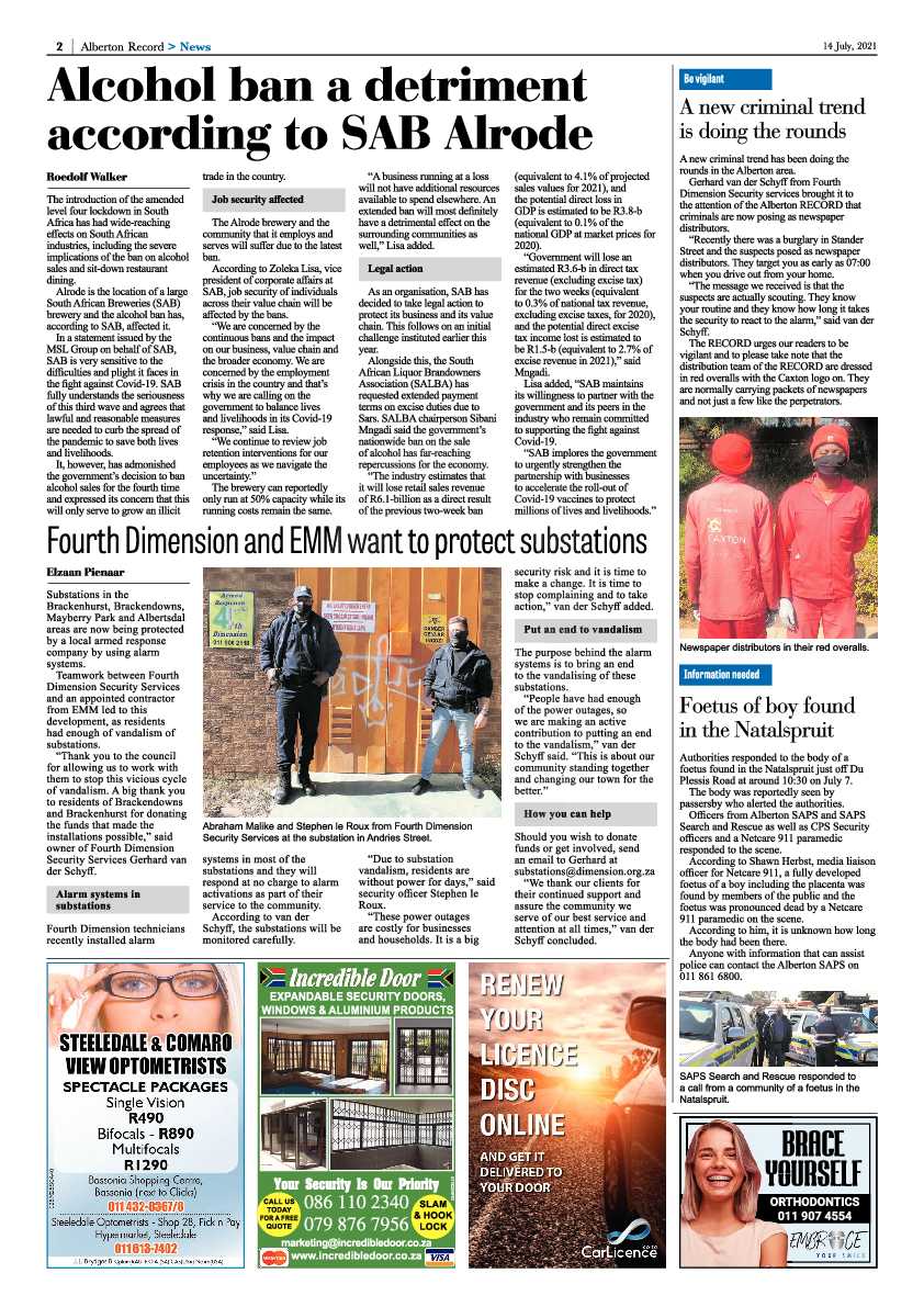 Alberton Record 14 July 2021 page 2
