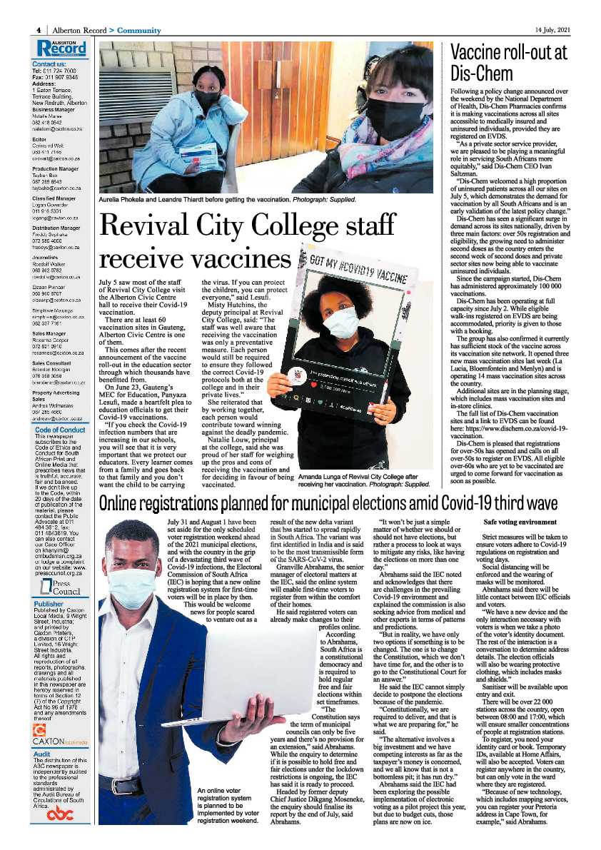 Alberton Record 14 July 2021 page 4