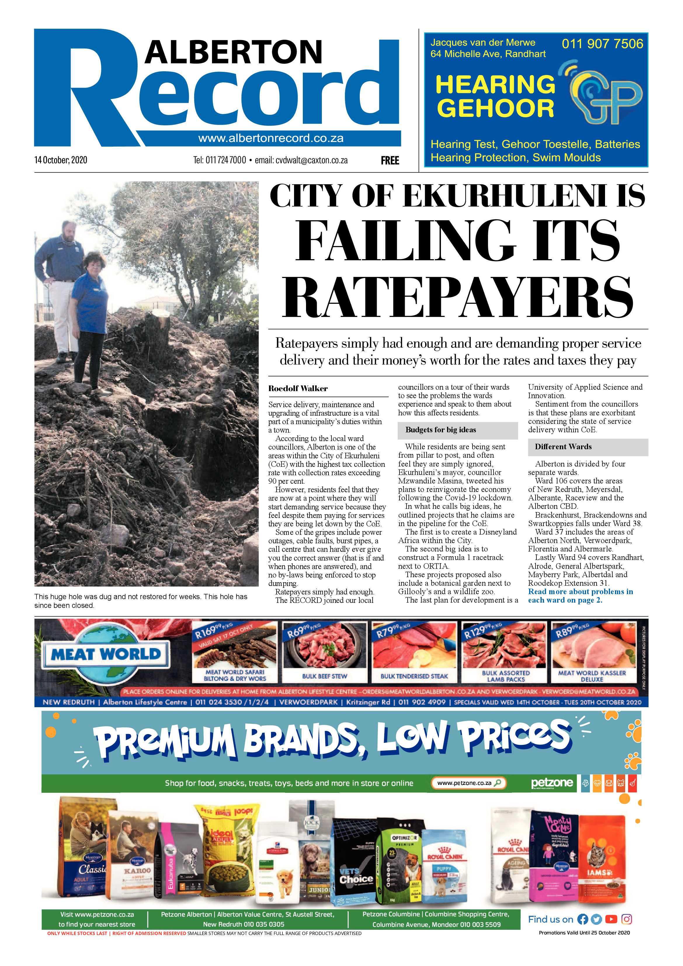 Alberton Record 14 October 2020 page 1
