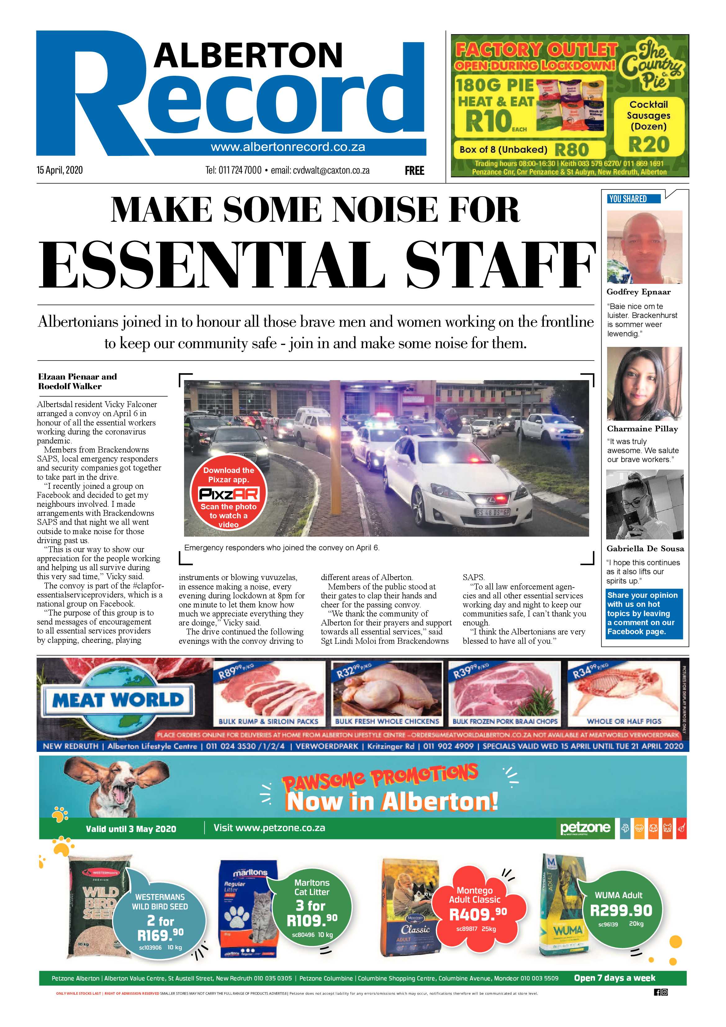 Alberton Record 15 April 2020 page 1