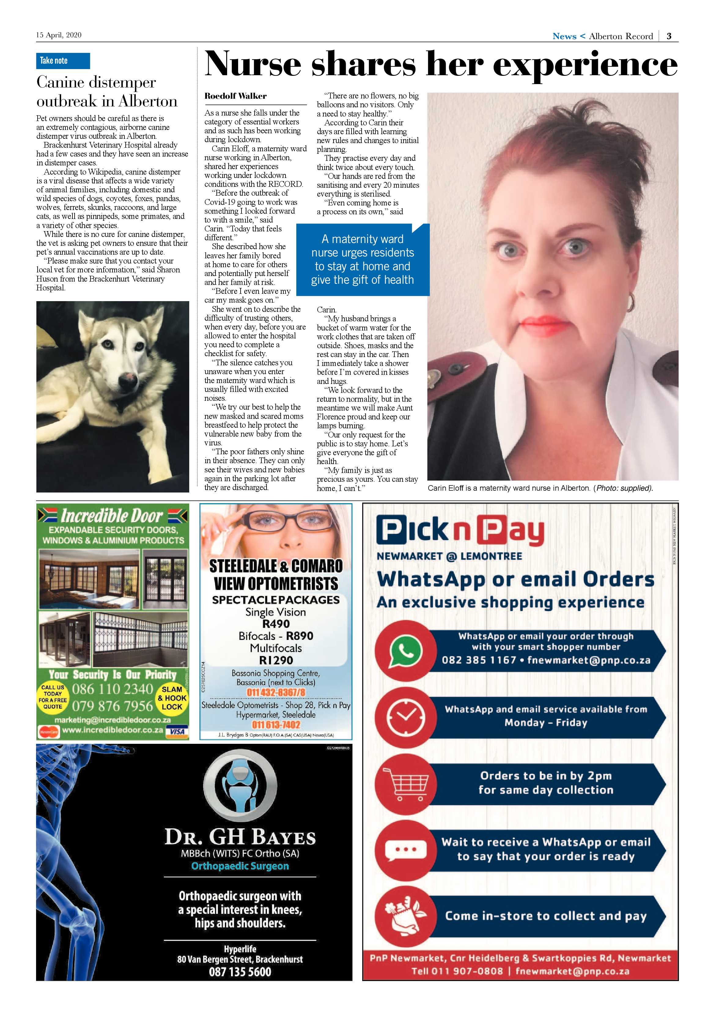 Alberton Record 15 April 2020 page 3