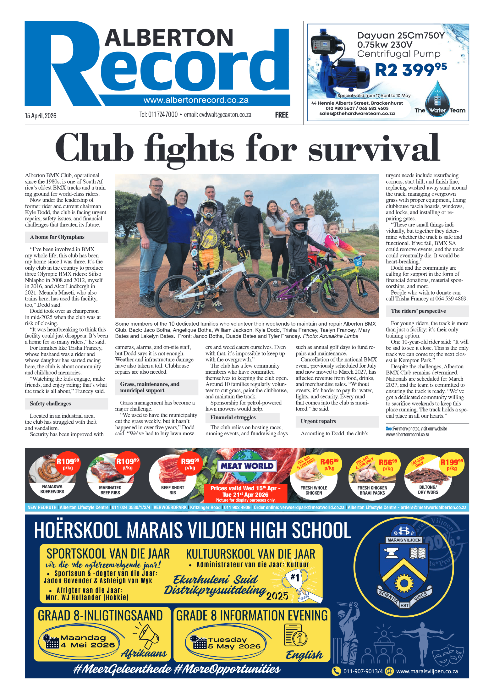 Alberton Record 15 April 2026 page 1