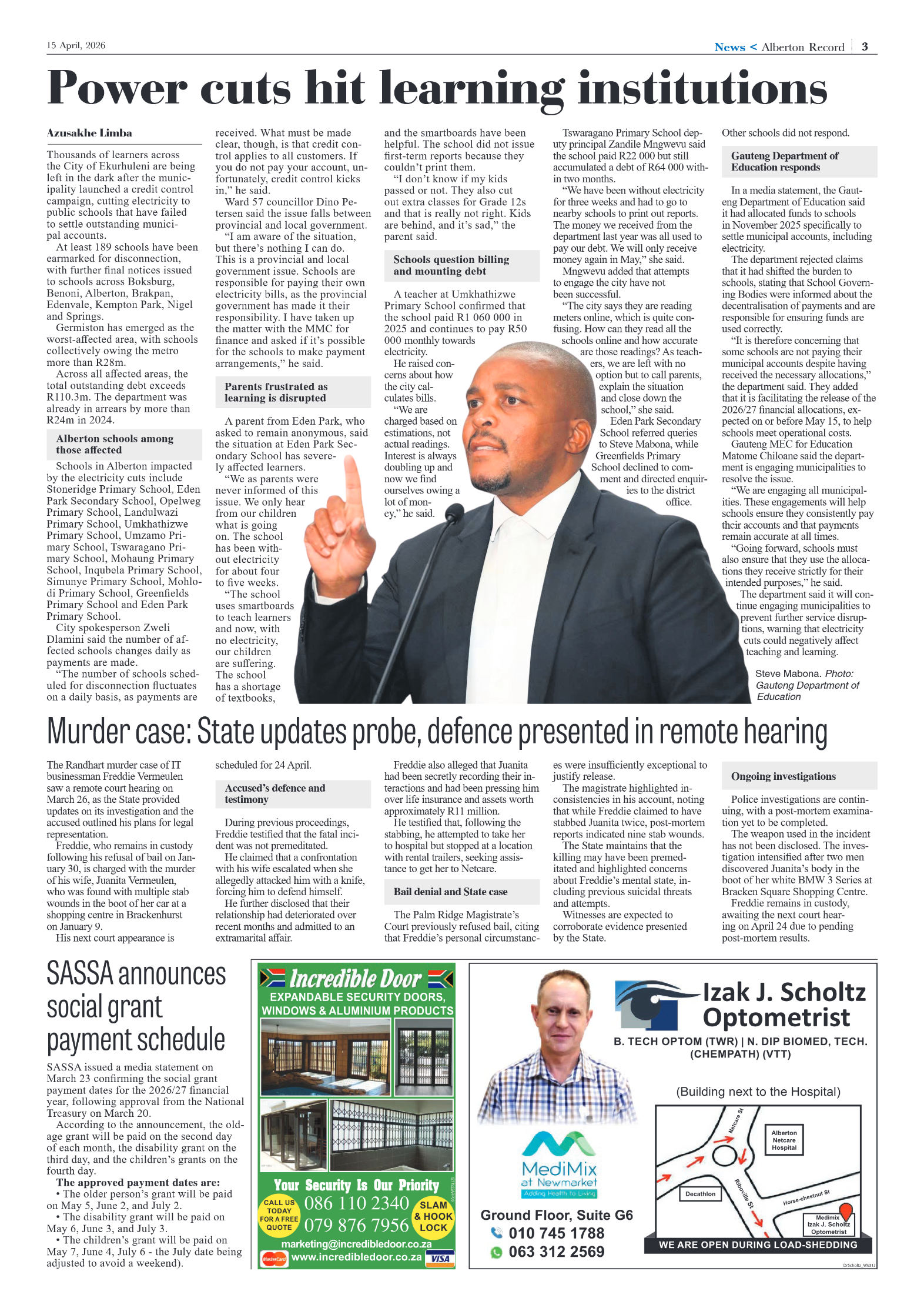 Alberton Record 15 April 2026 page 3