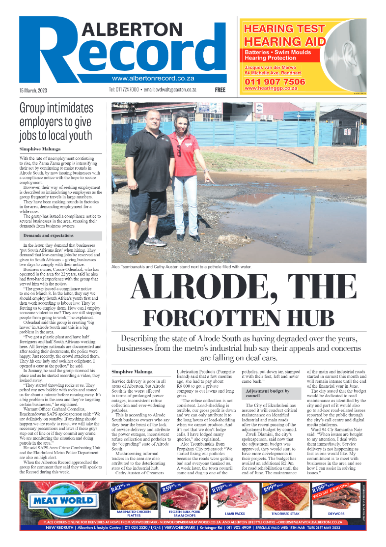 Alberton Record 15 March 2023 page 1