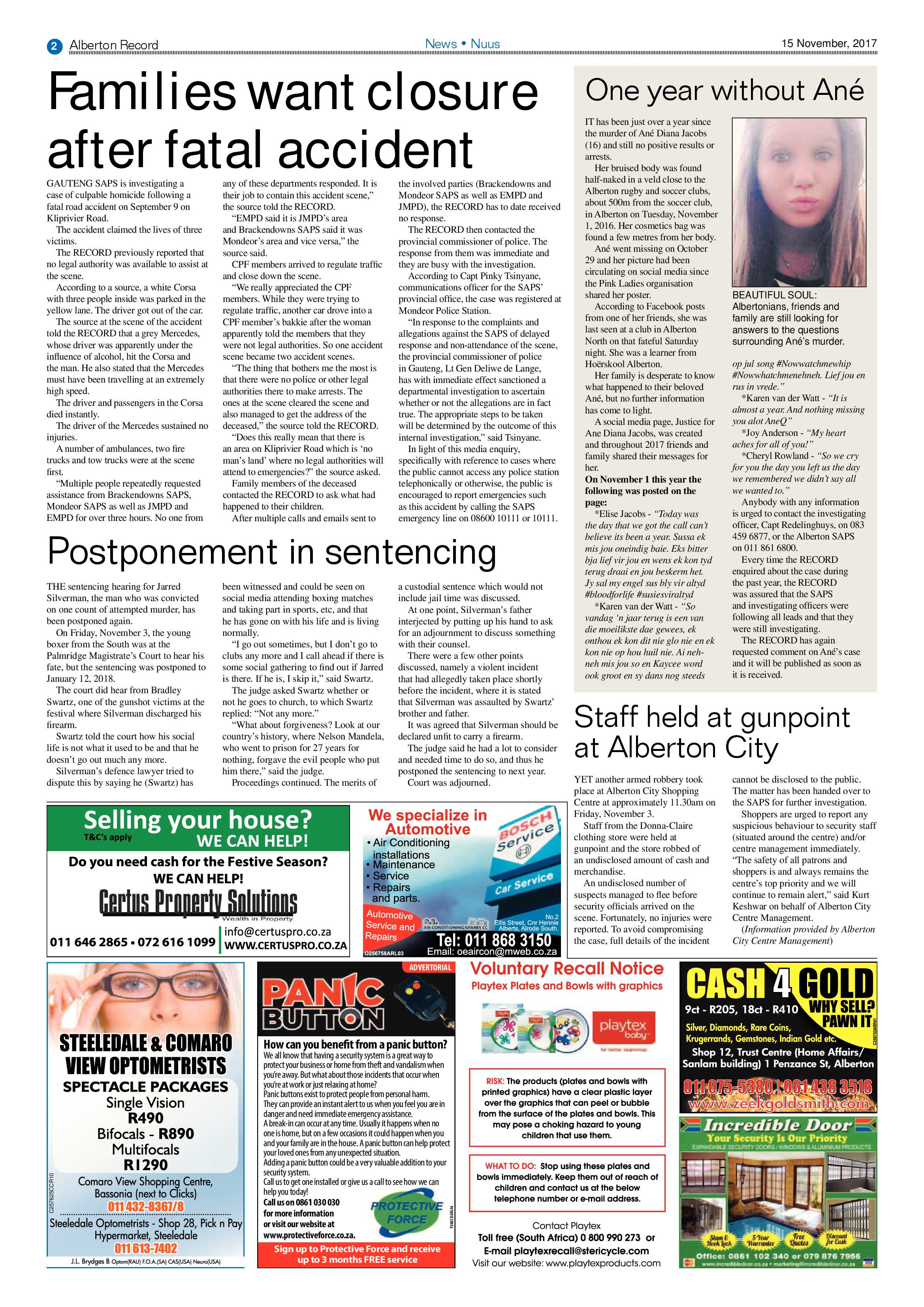 Alberton Record 15 November 2017 page 2