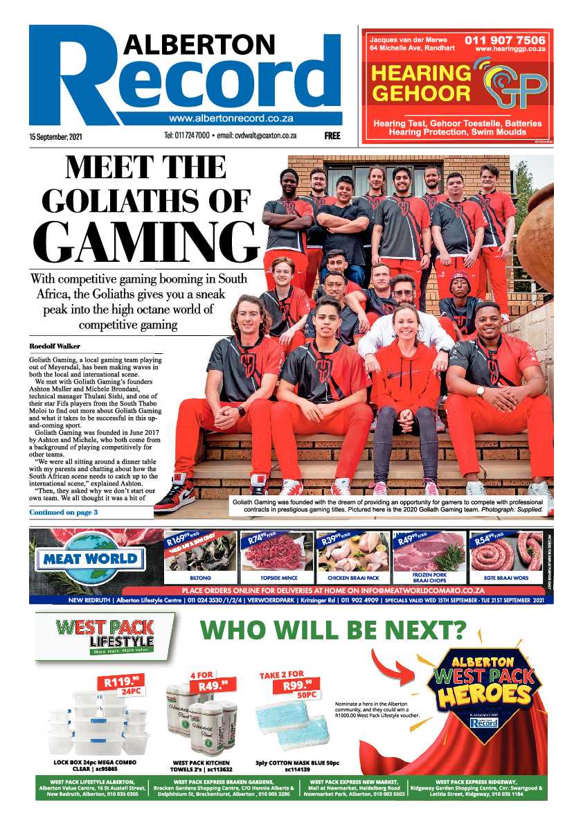 Alberton Record 15 September 2021 page 1