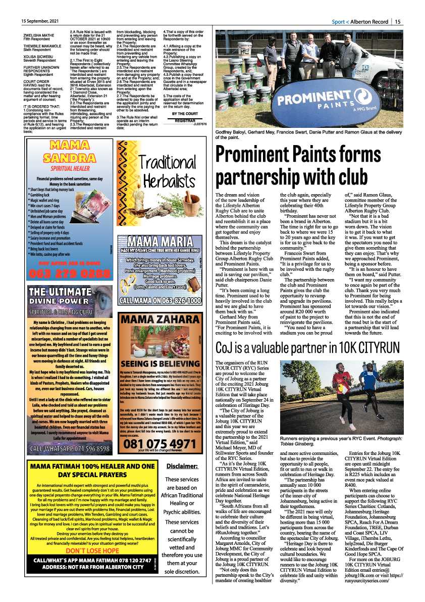 Alberton Record 15 September 2021 page 15