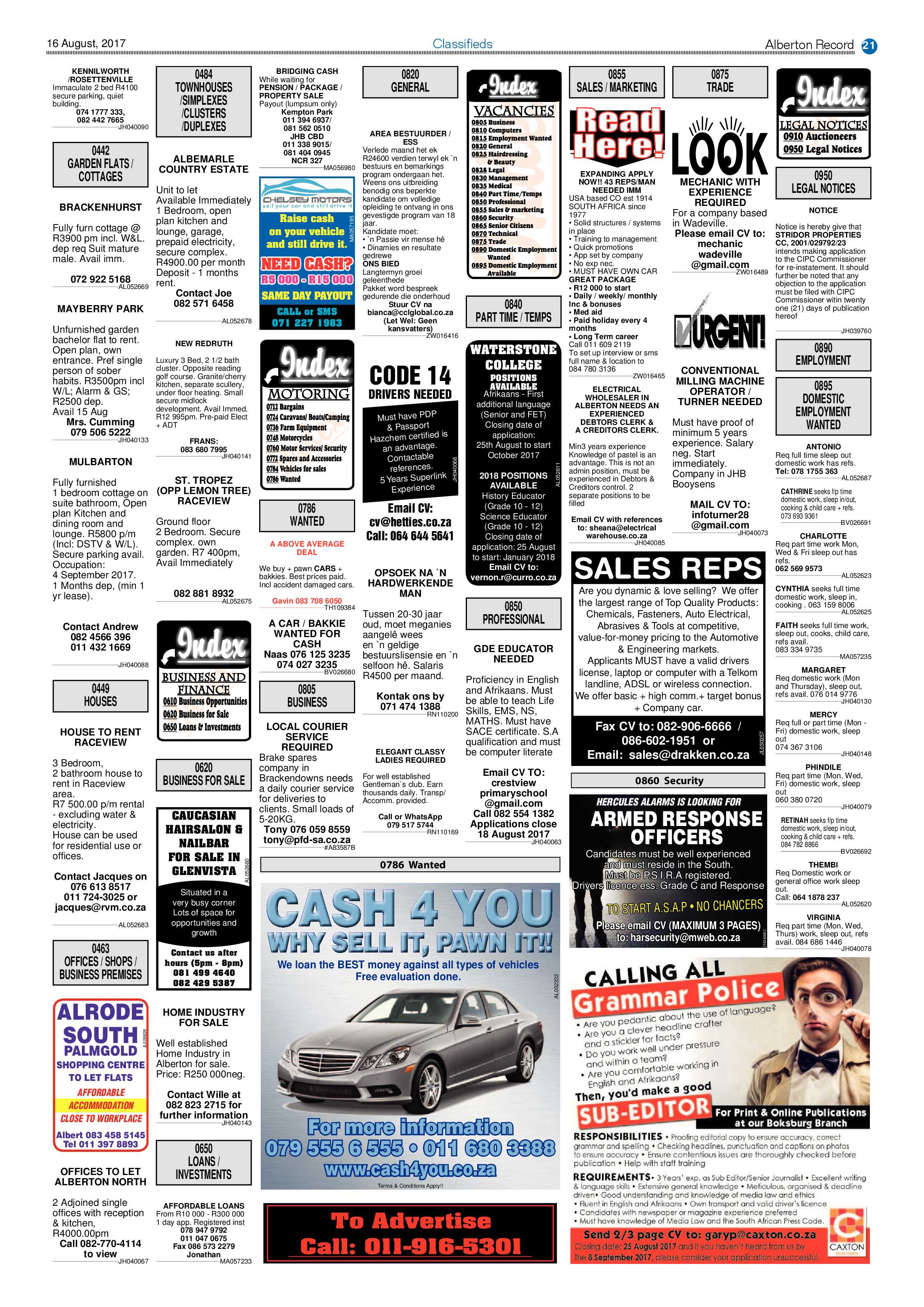Alberton Record 16 August 2017 page 21