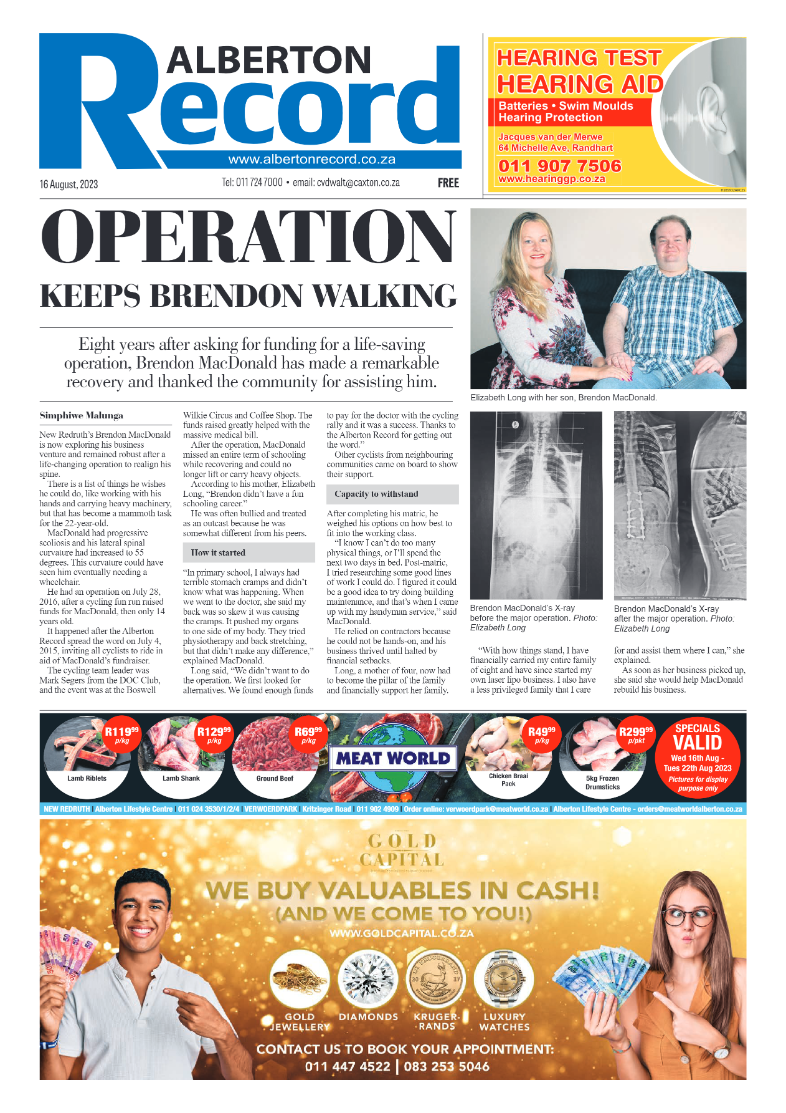 Alberton Record 16 August 2023 page 1