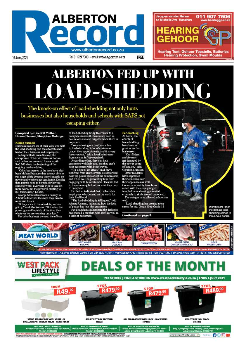 Alberton Record 16 June 2021 page 1