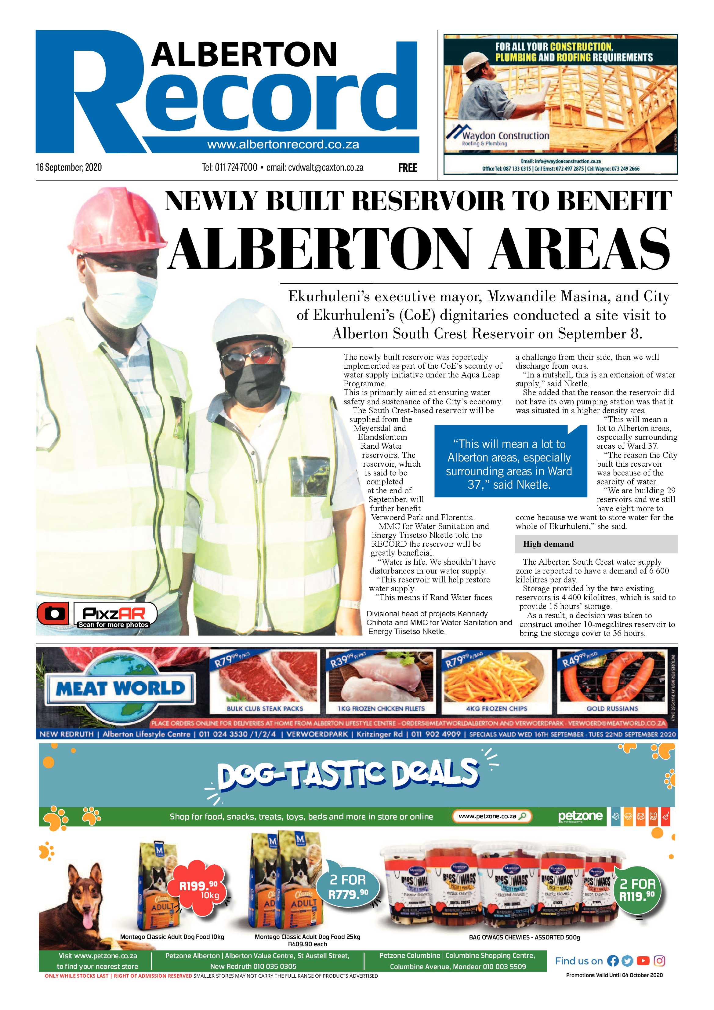 Alberton Record 16 September 2020 page 1