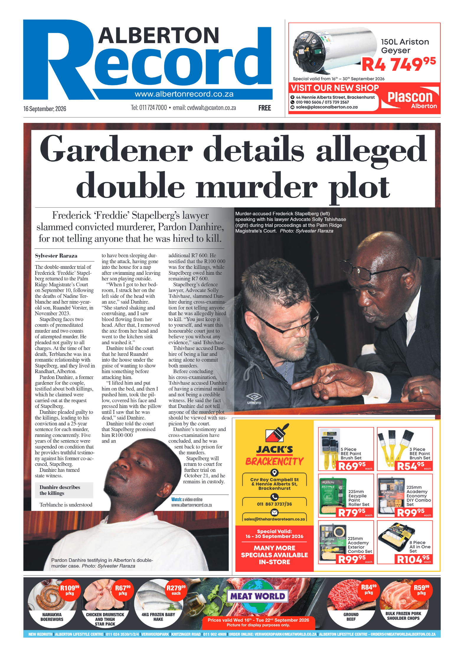 Alberton Record 16 September 2026 page 1