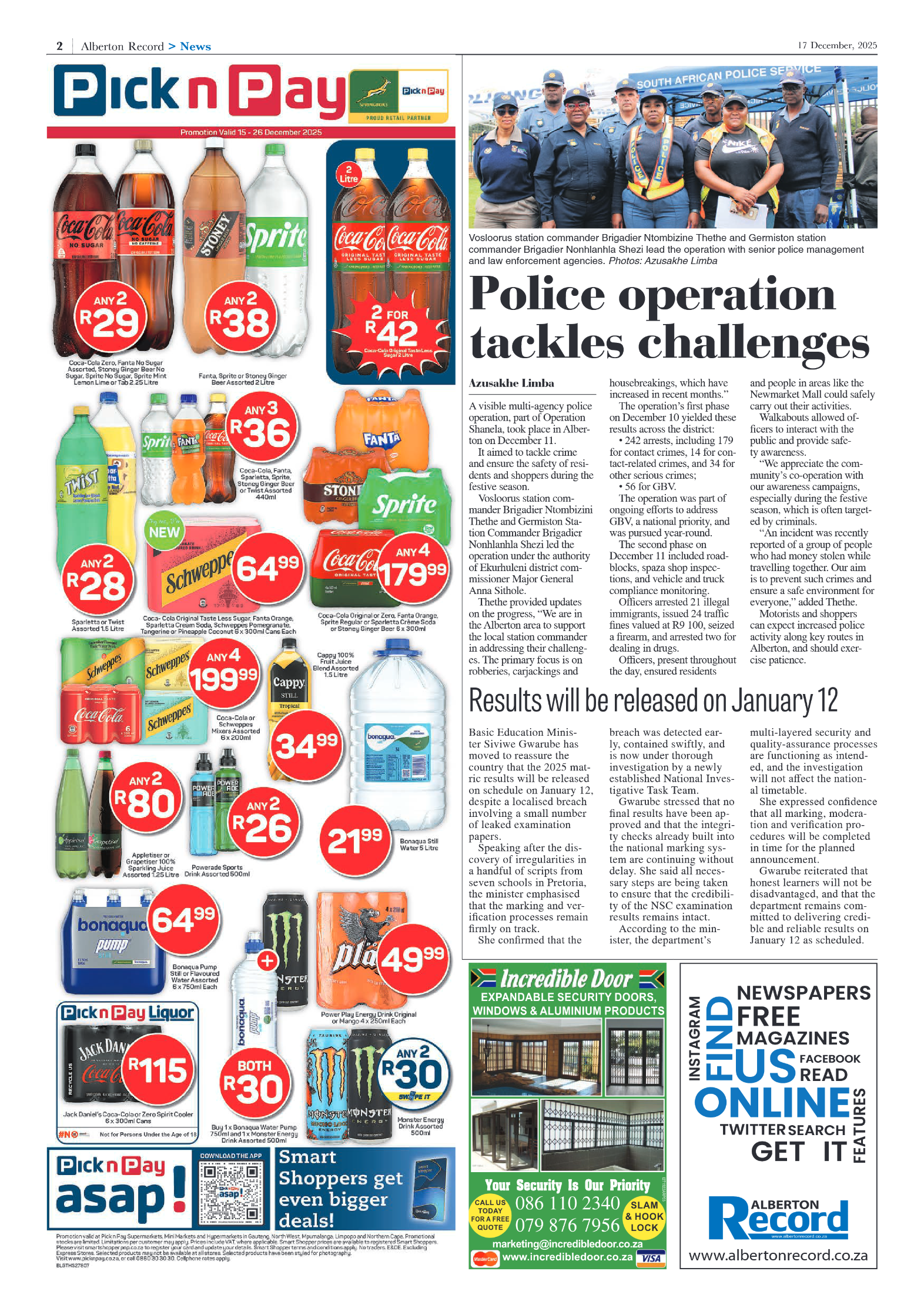 Alberton Record 17 December 2025 page 2