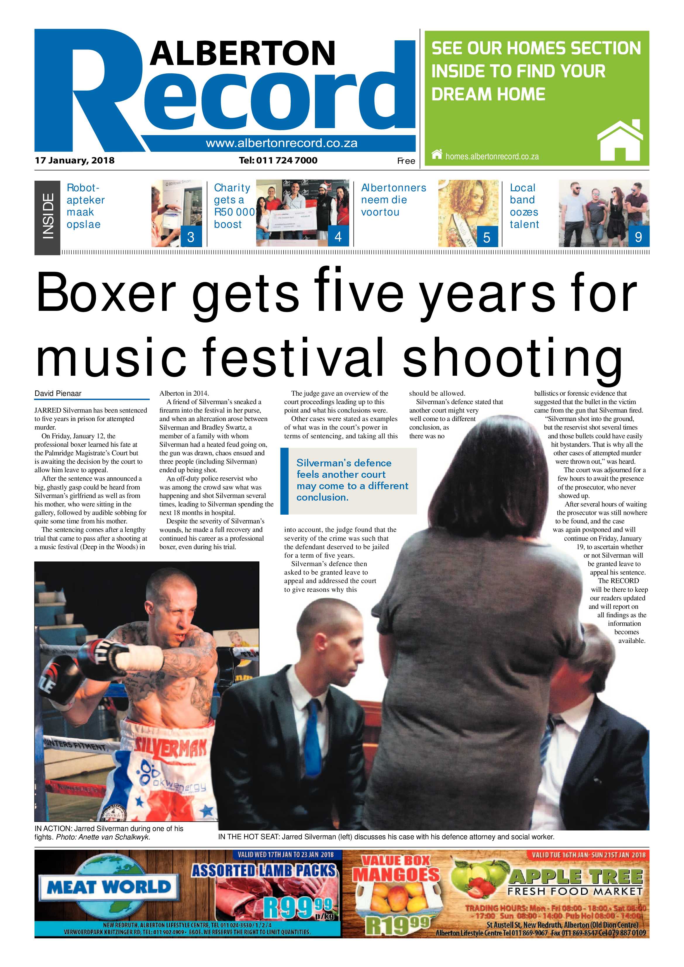 Alberton Record 17 January 2018 page 1