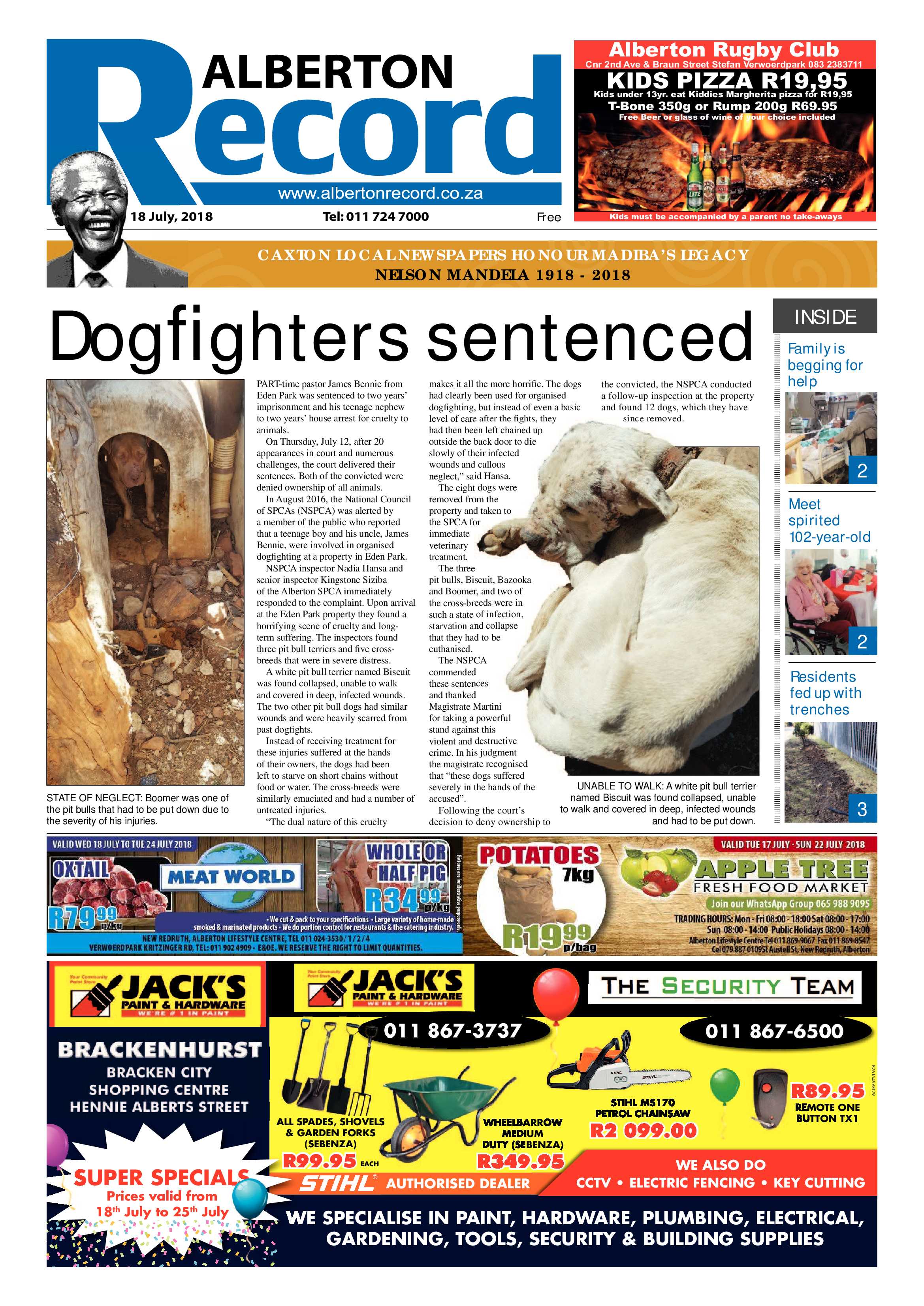 Alberton Record 17 July 2018 page 1