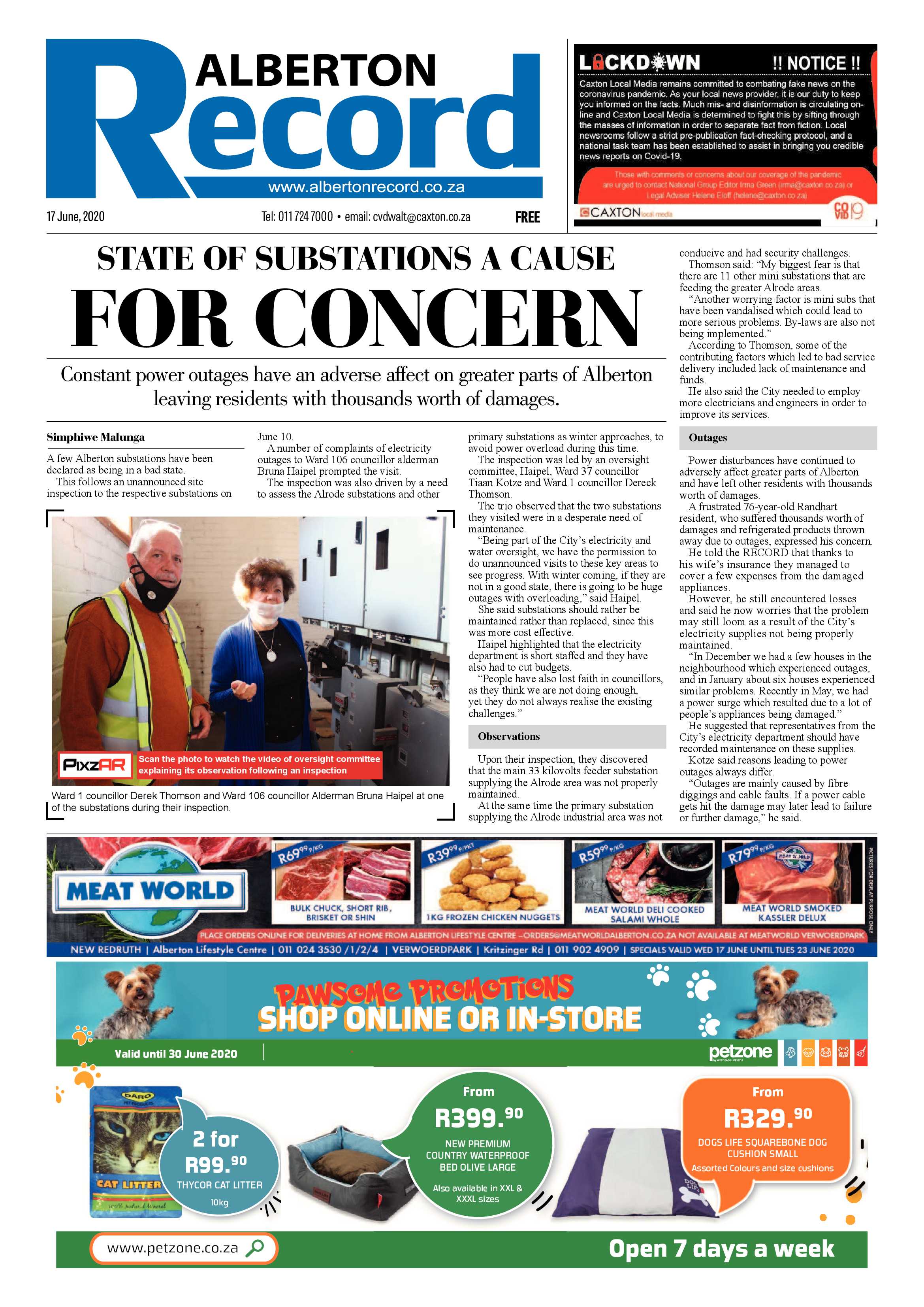 Alberton Record 17 June 2020 page 1