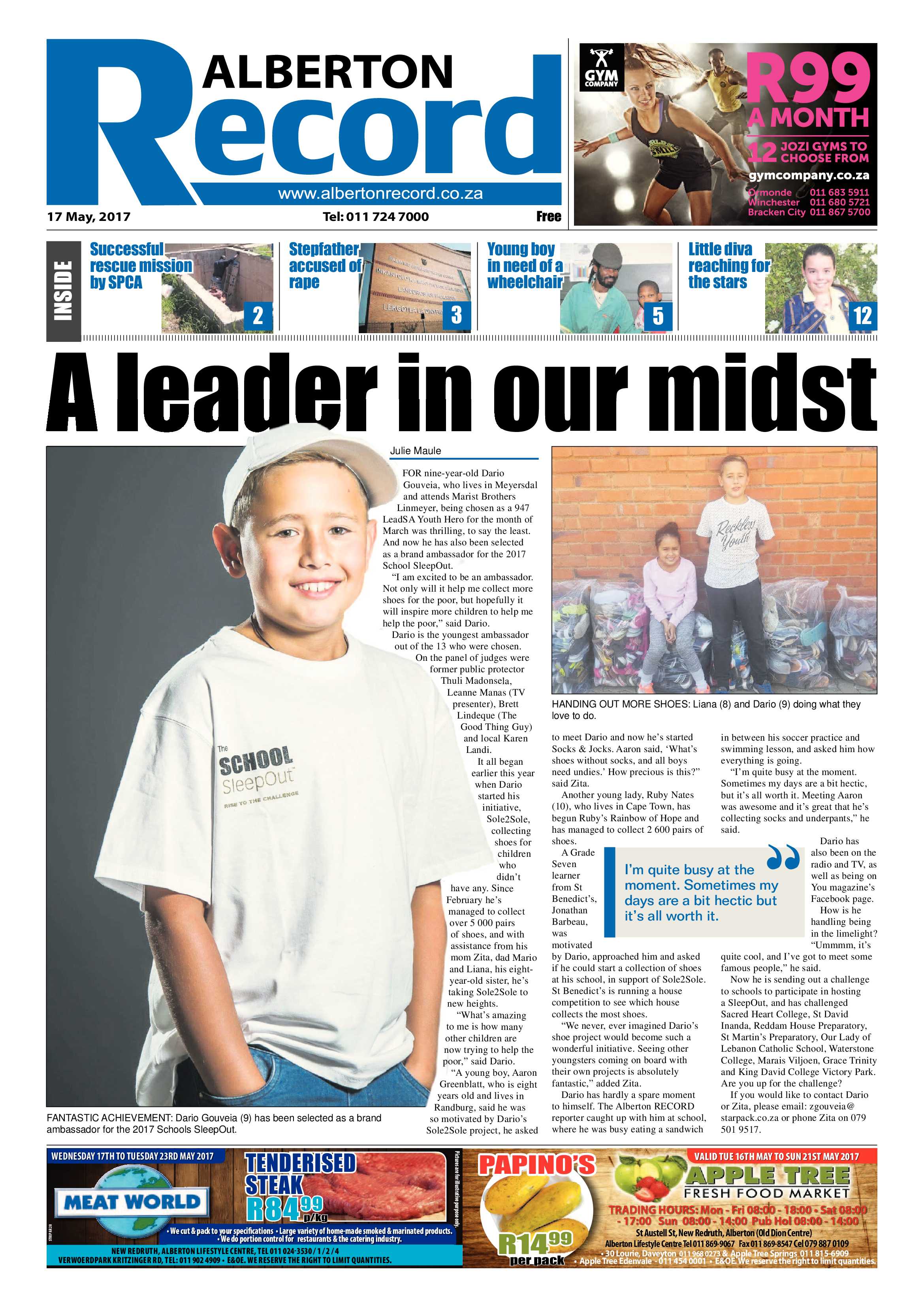 Alberton Record 17 May 2017 page 1