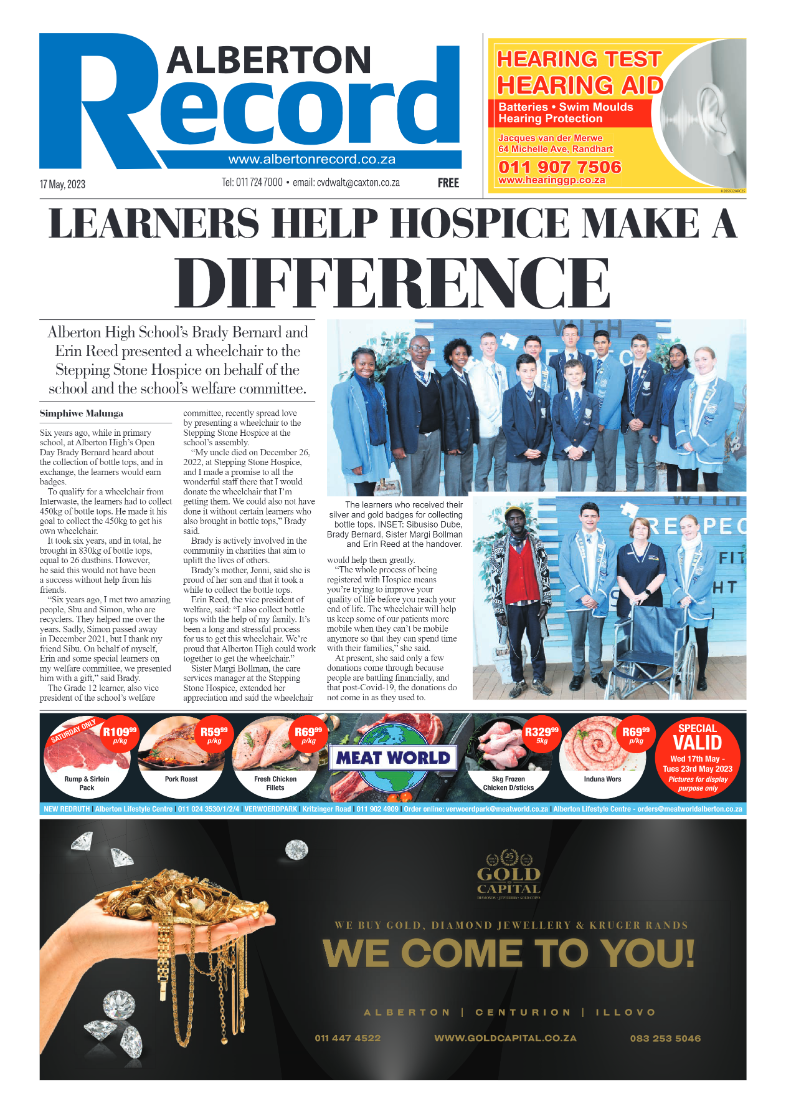 Alberton Record 17 May 2023 page 1