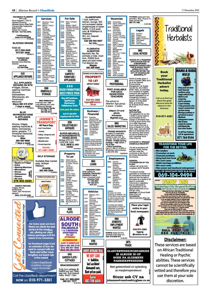 Alberton Record 17 November 2021 page 20