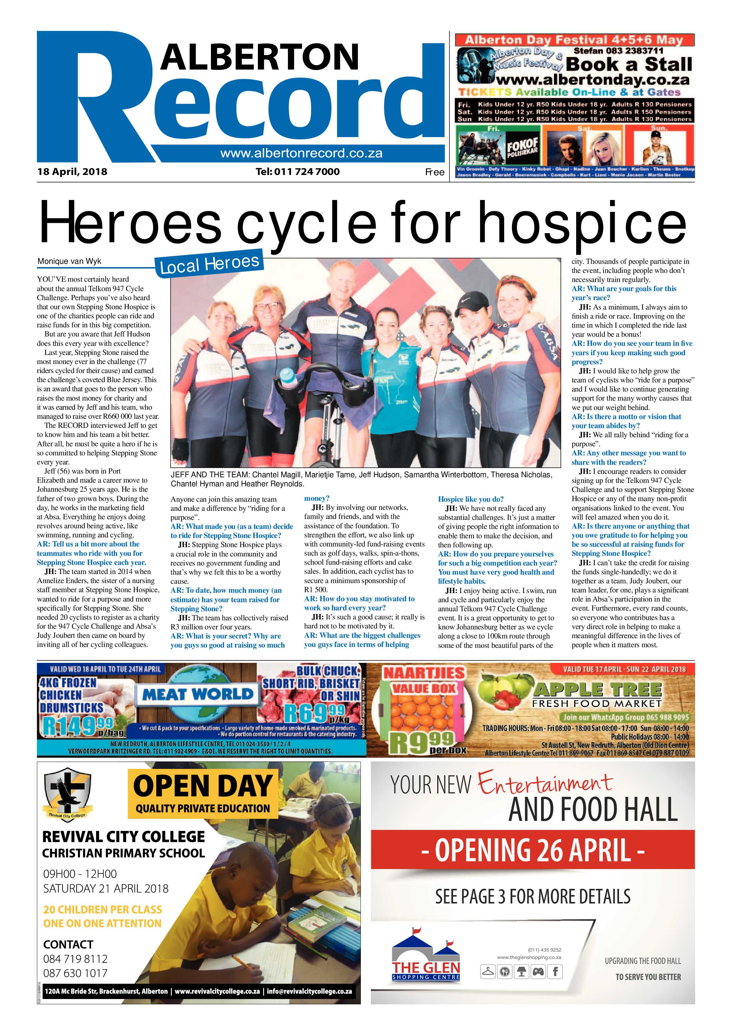 Alberton Record 18 April 2018 page 1