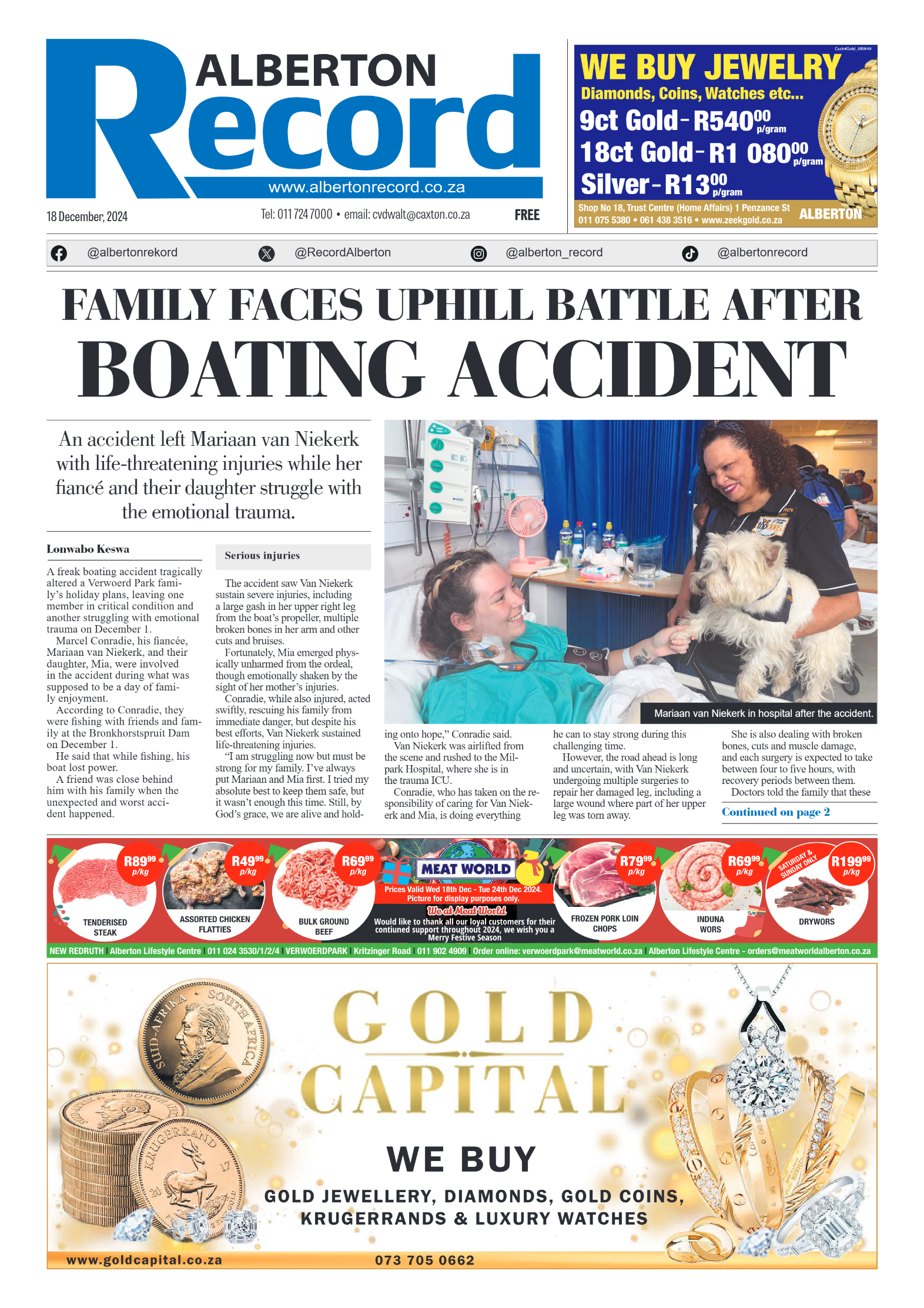 Alberton Record 18 December 2024 page 1