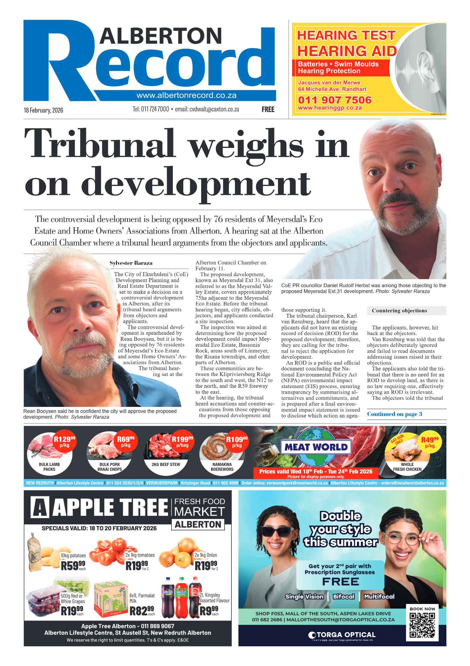 Alberton Record 18 February 2026 page 1
