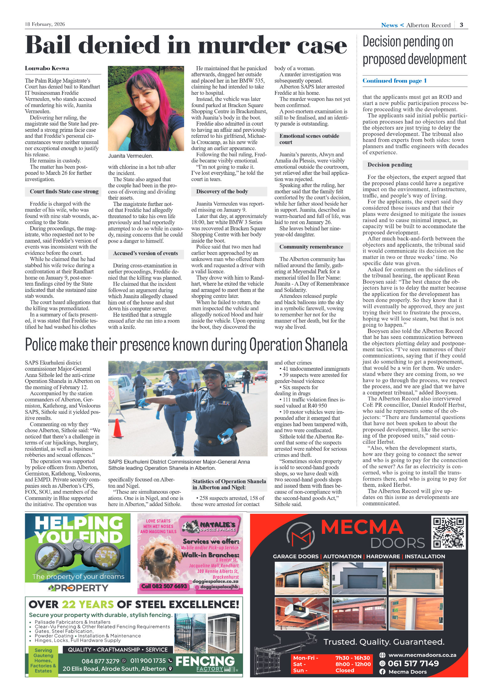 Alberton Record 18 February 2026 page 3