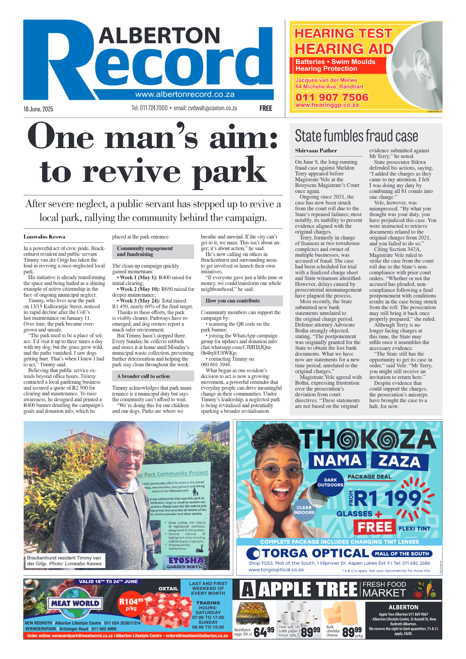 Alberton Record 18 June 2025 page 1