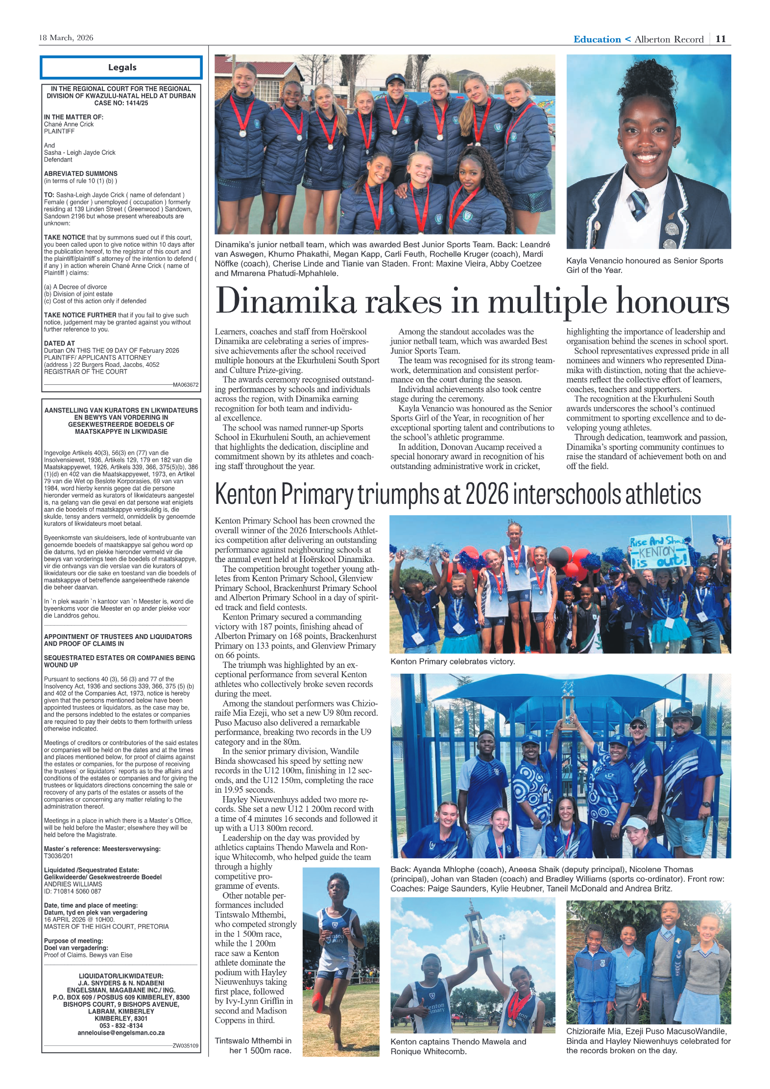 Alberton Record 18 March 2026 page 11