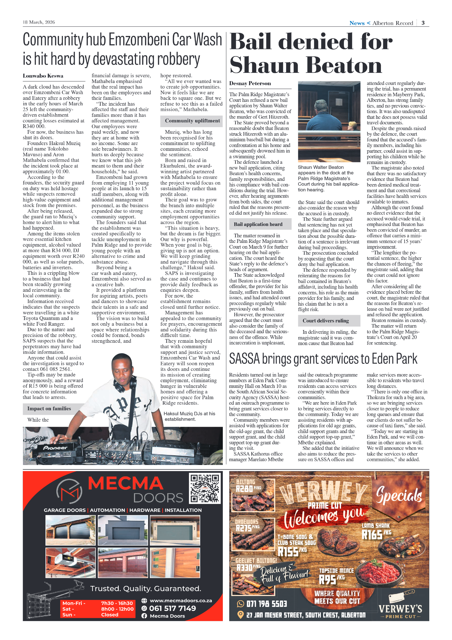 Alberton Record 18 March 2026 page 3