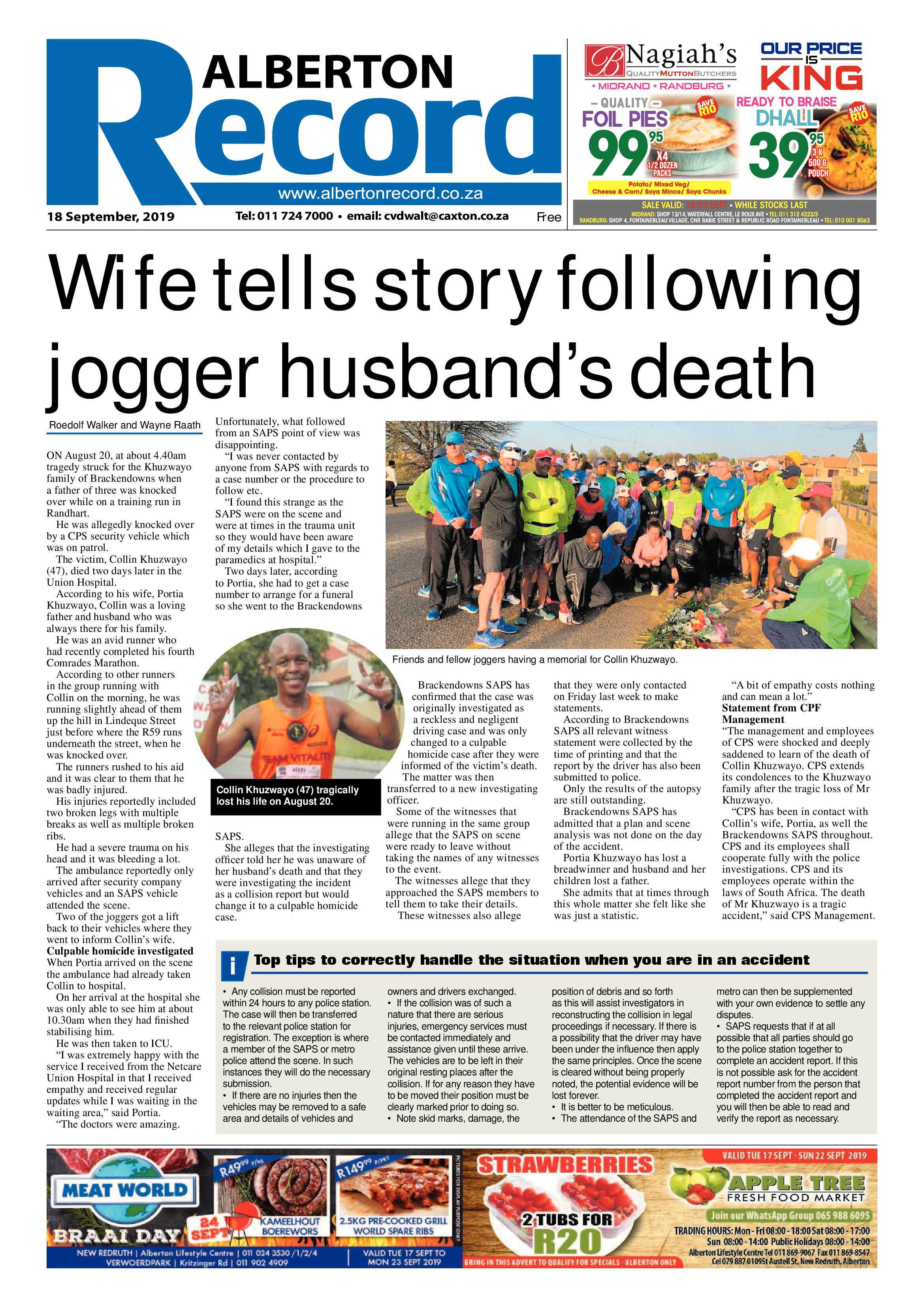 Alberton Record 18 September 2019 page 1