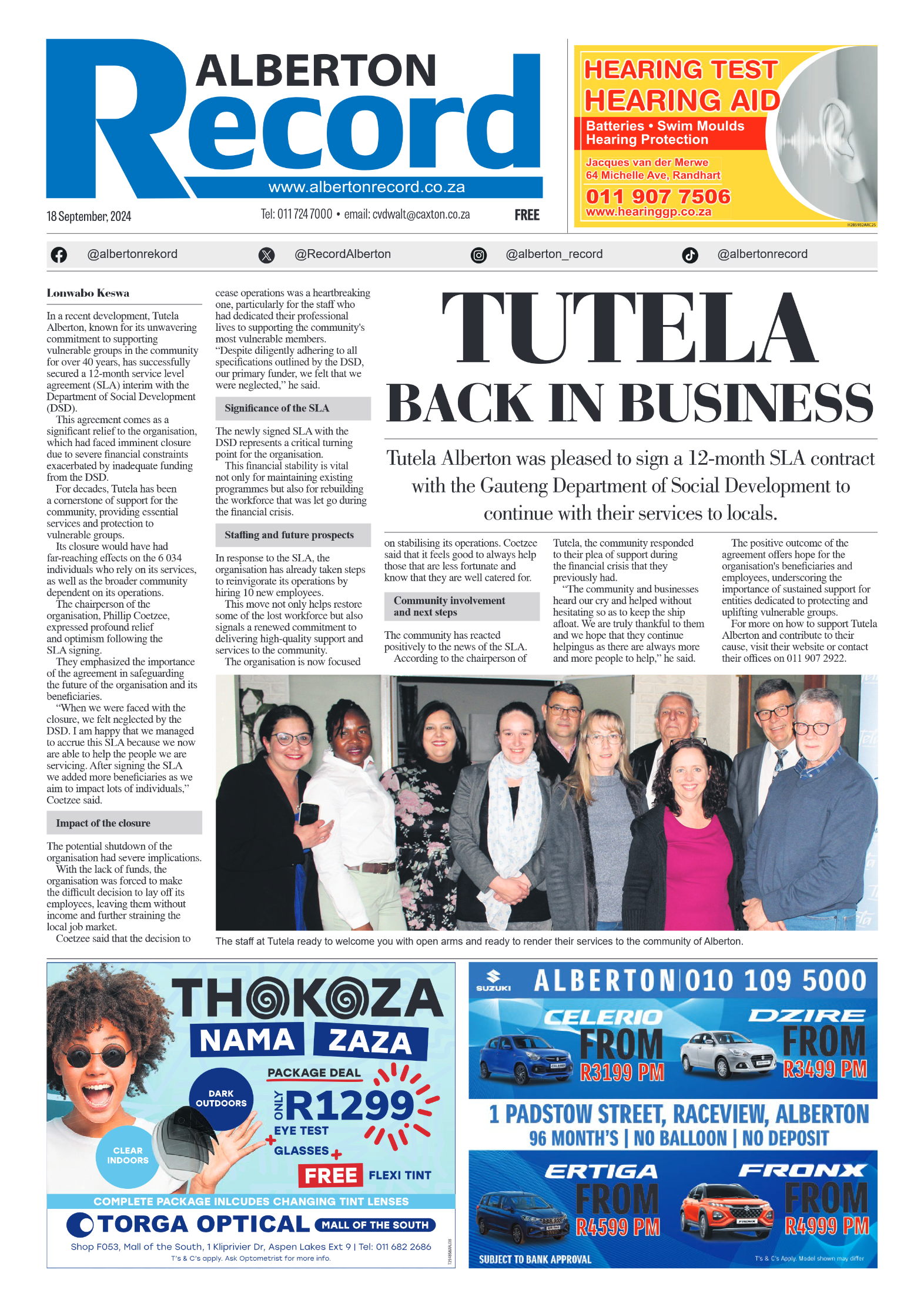 Alberton Record 18 September 2024 page 1