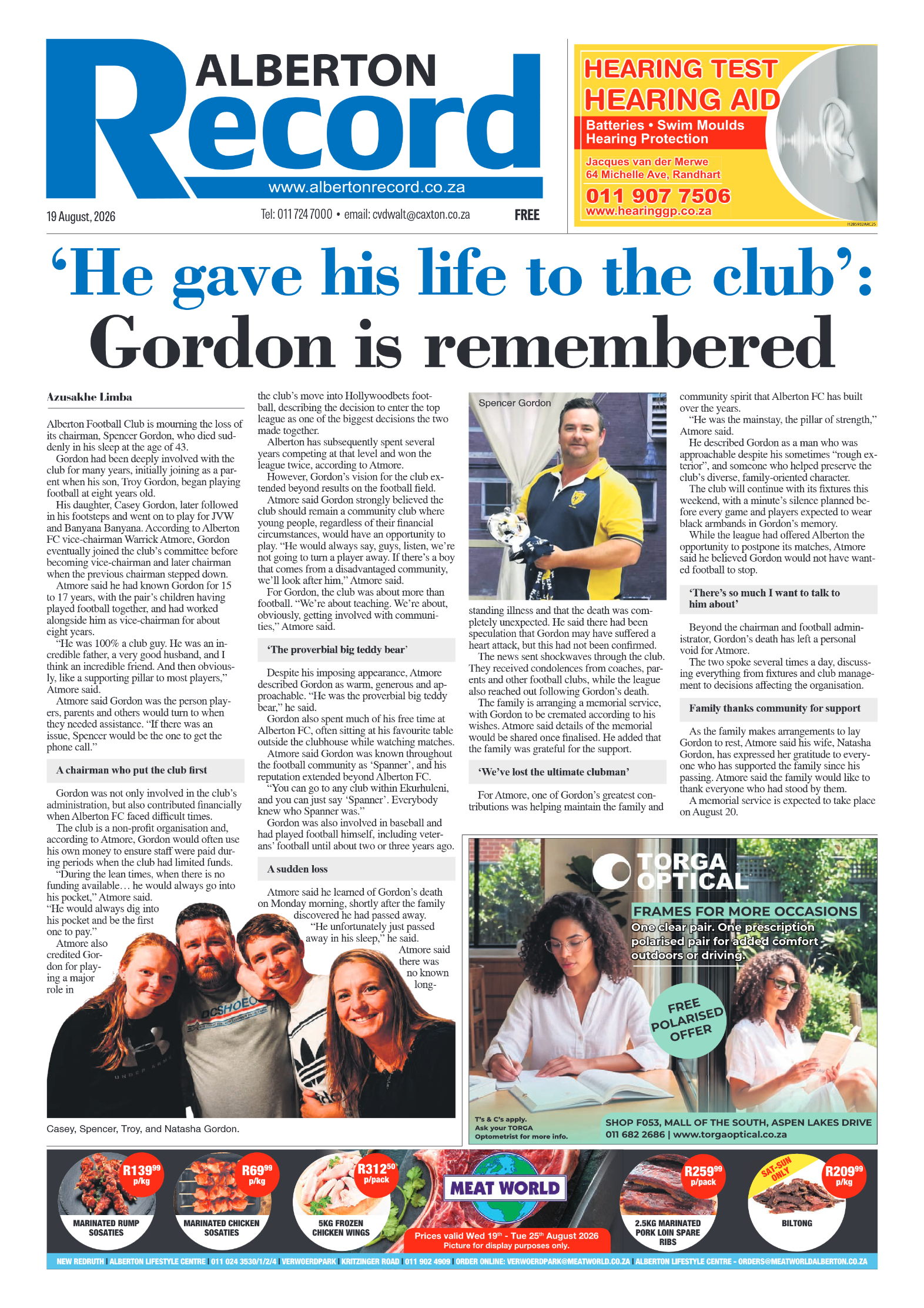 Alberton Record 19 August 2026 page 1