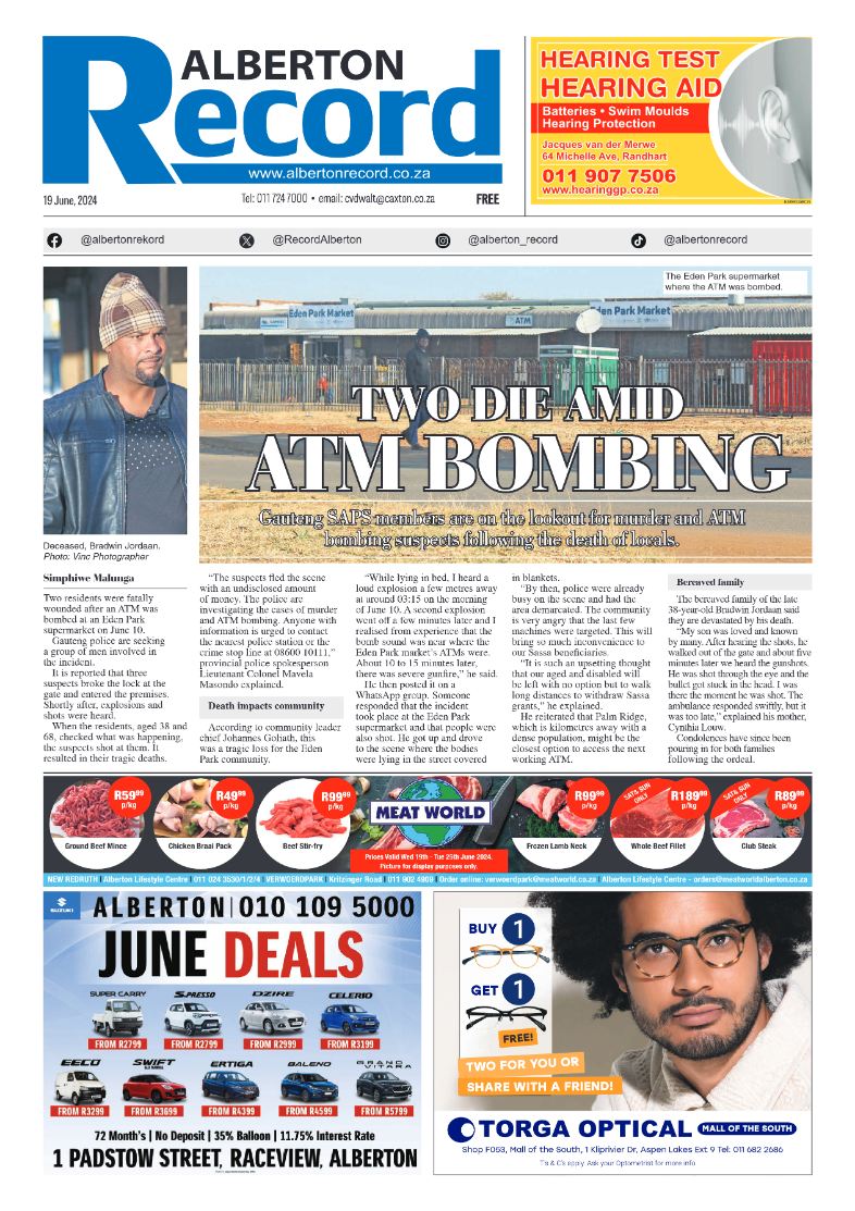 Alberton Record 19 June 2024 page 1