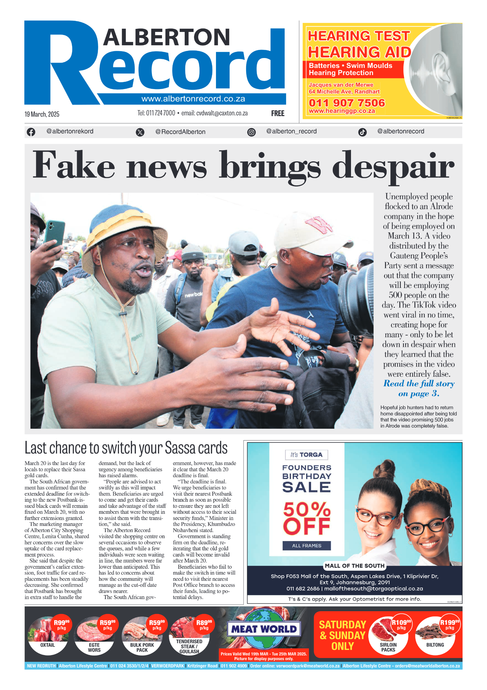 Alberton Record 19 March 2025 page 1