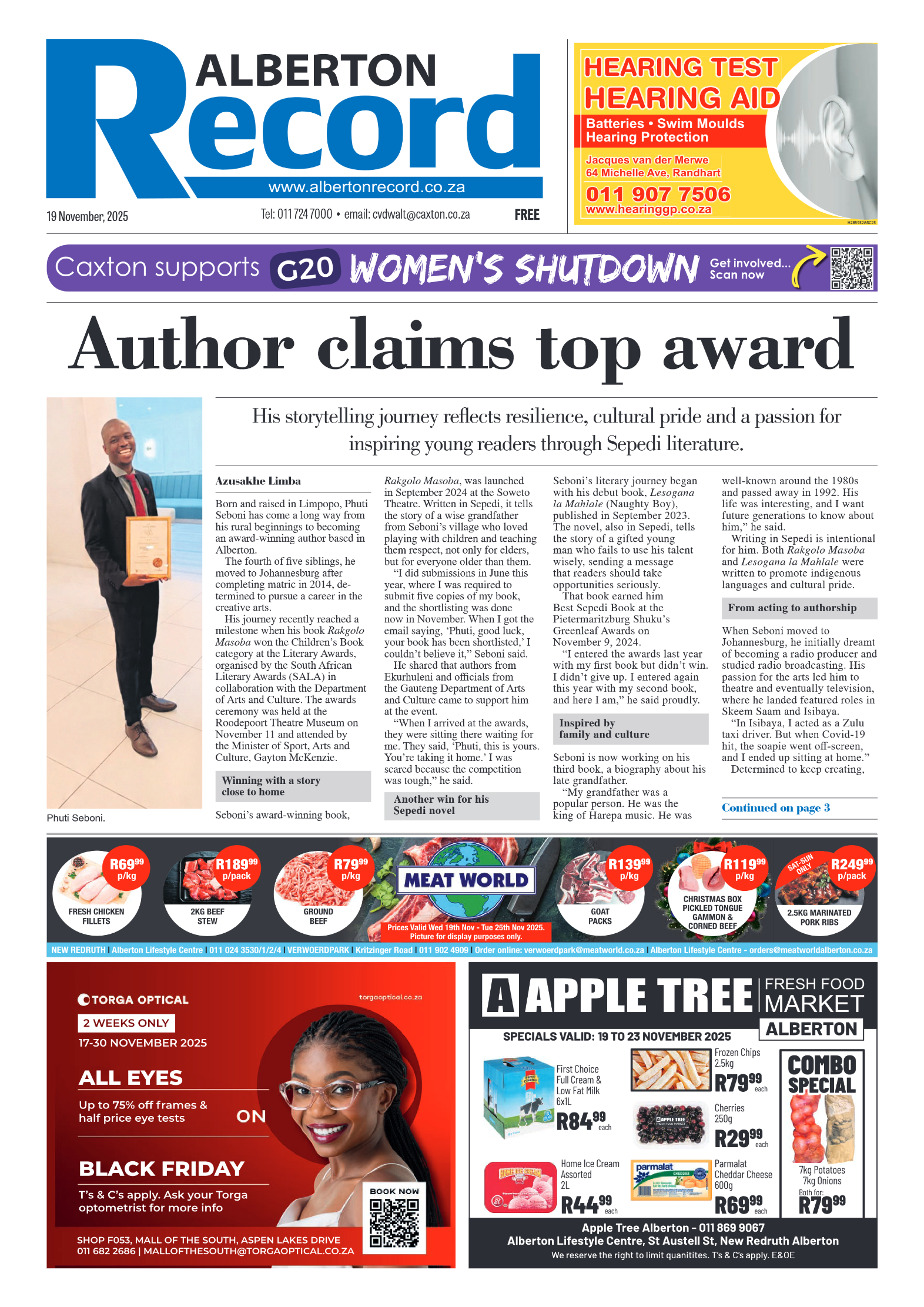 Alberton Record 19 November 2025 page 1