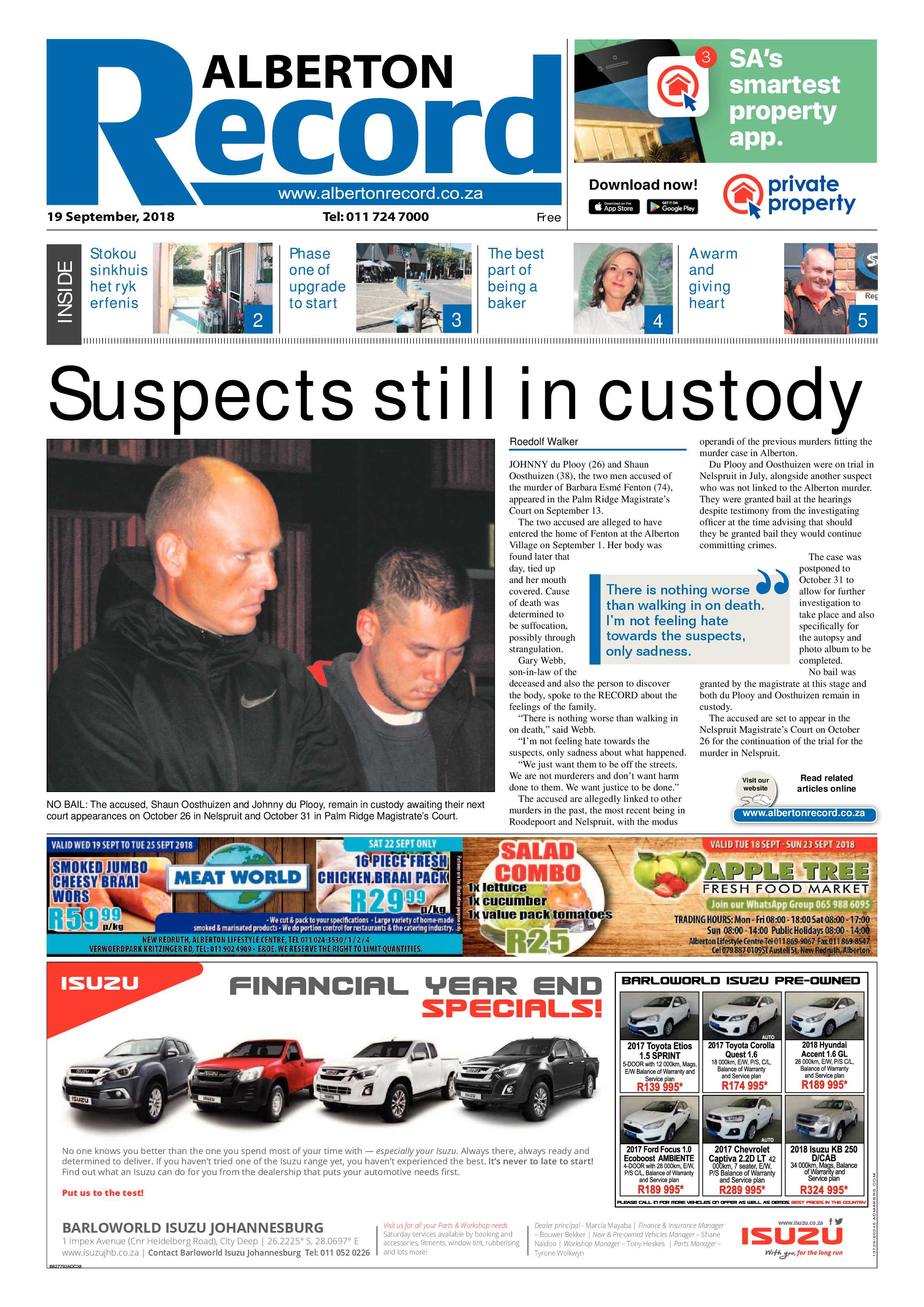 Alberton Record 19 September 2018 page 1
