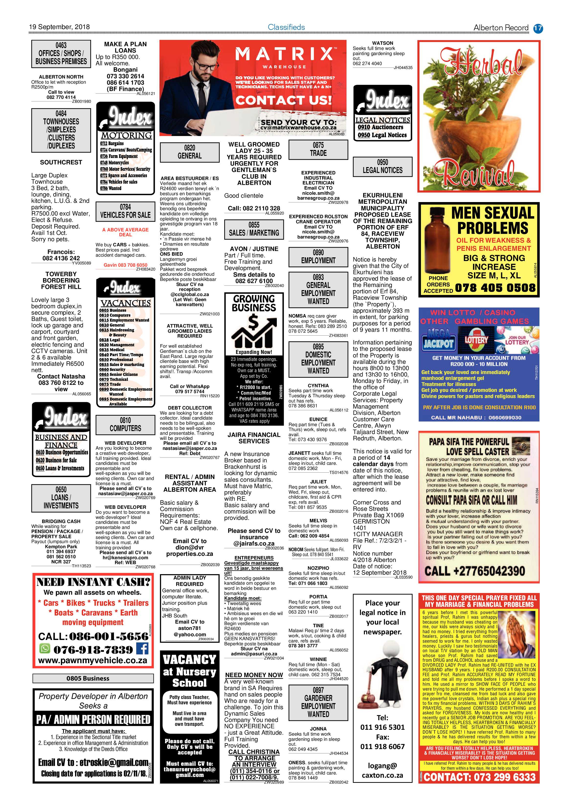 Alberton Record 19 September 2018 page 17