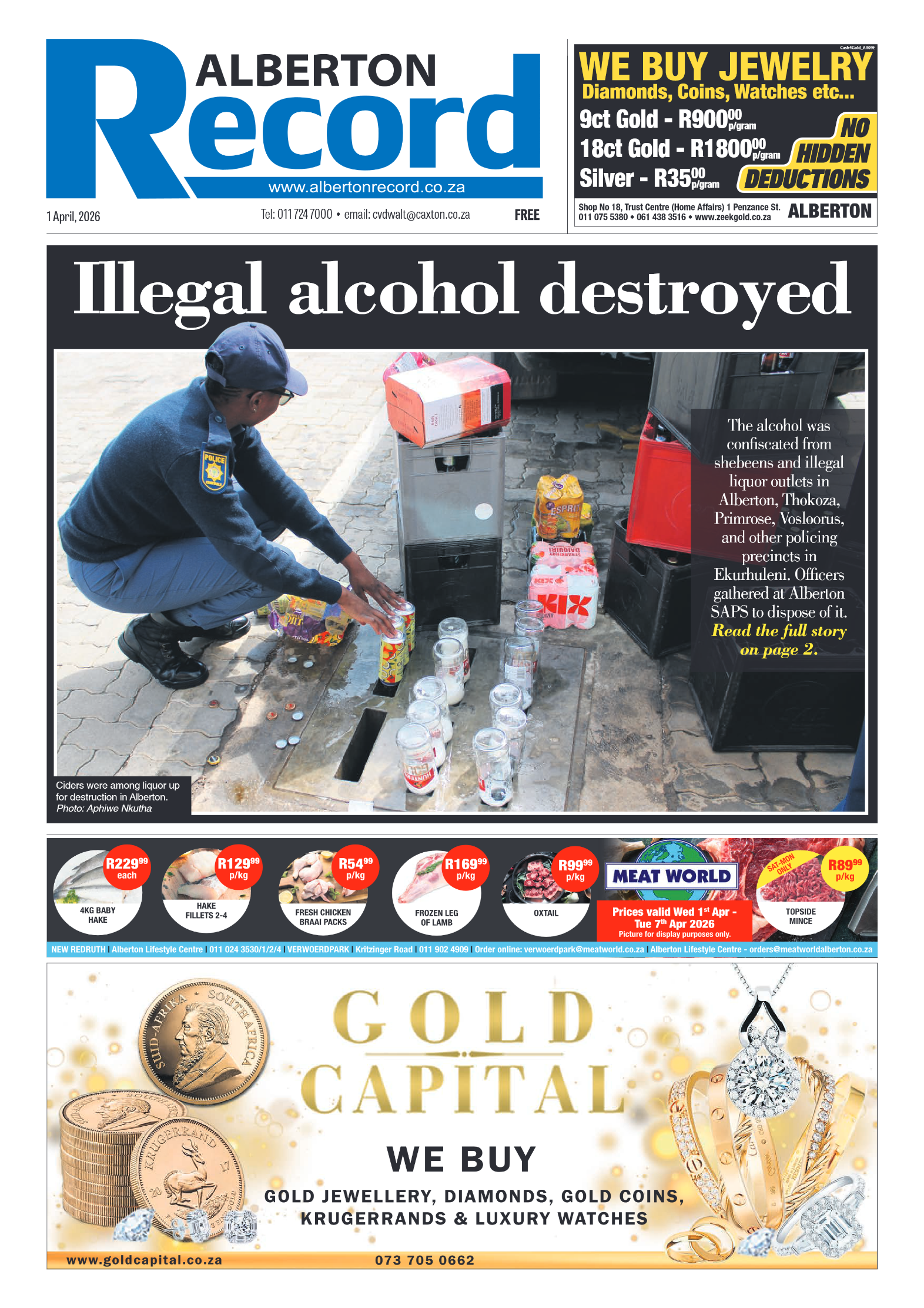 Alberton Record 1 April 2026 page 1