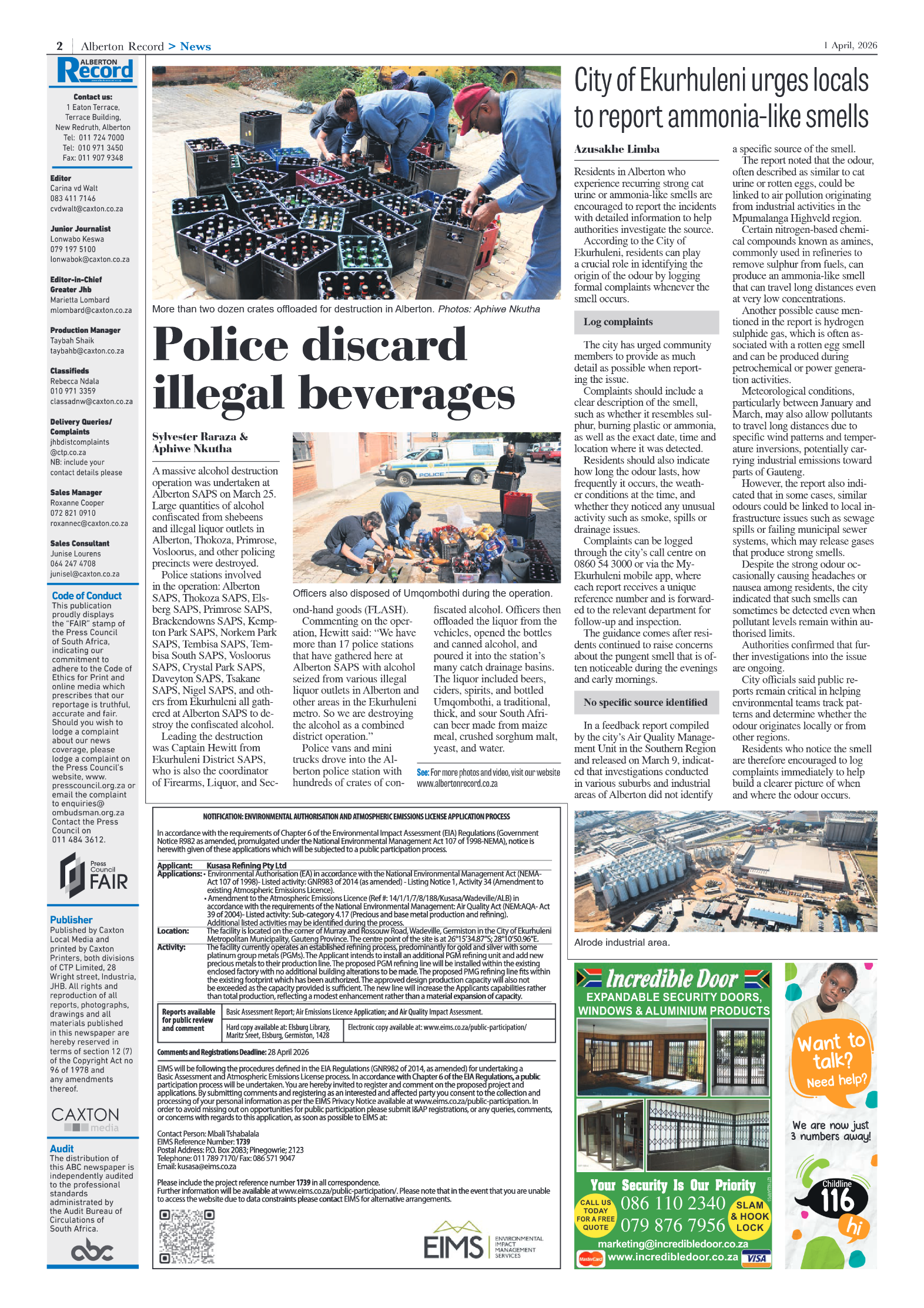 Alberton Record 1 April 2026 page 2