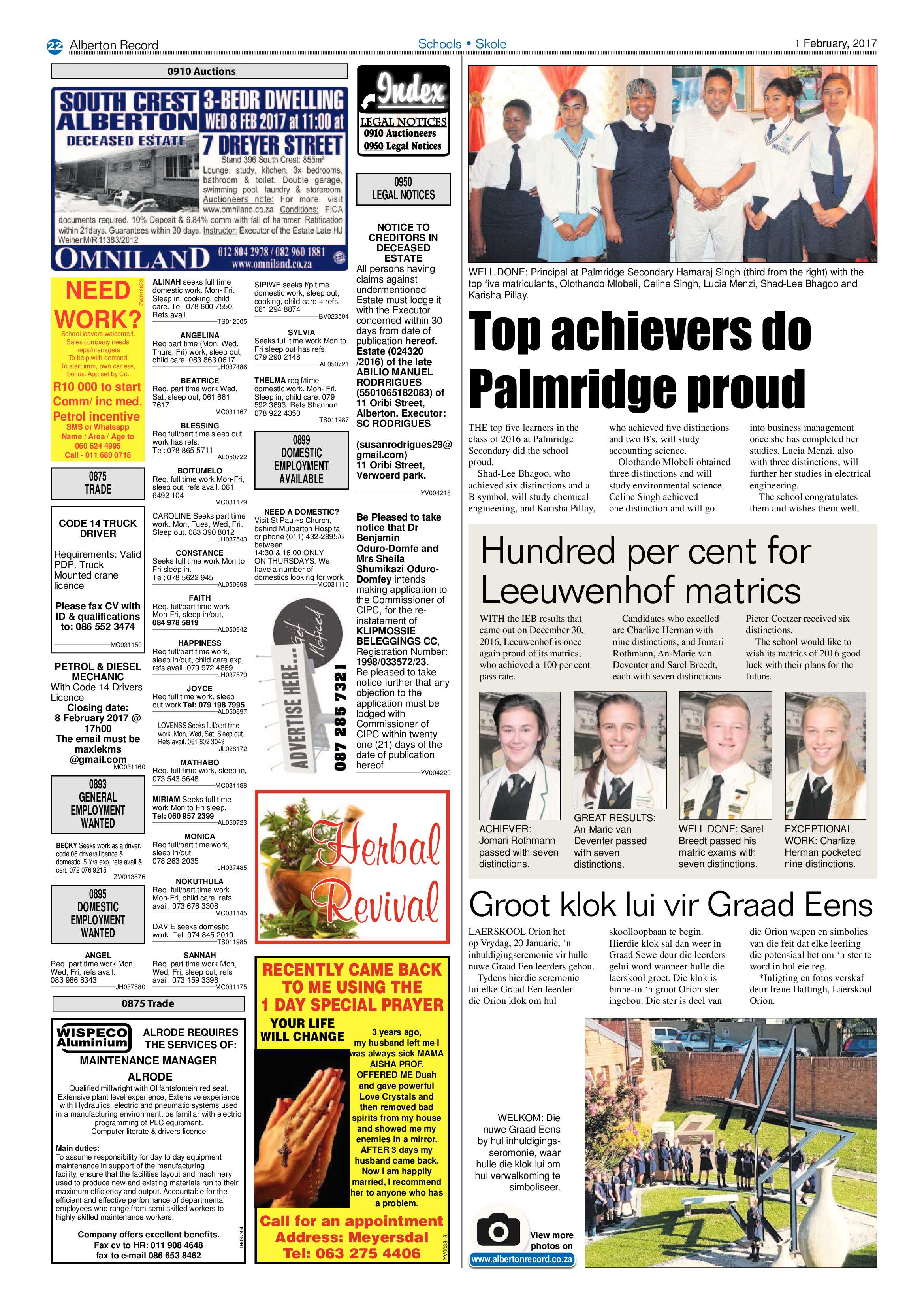 Alberton Record 1 Feburary 2017 page 22