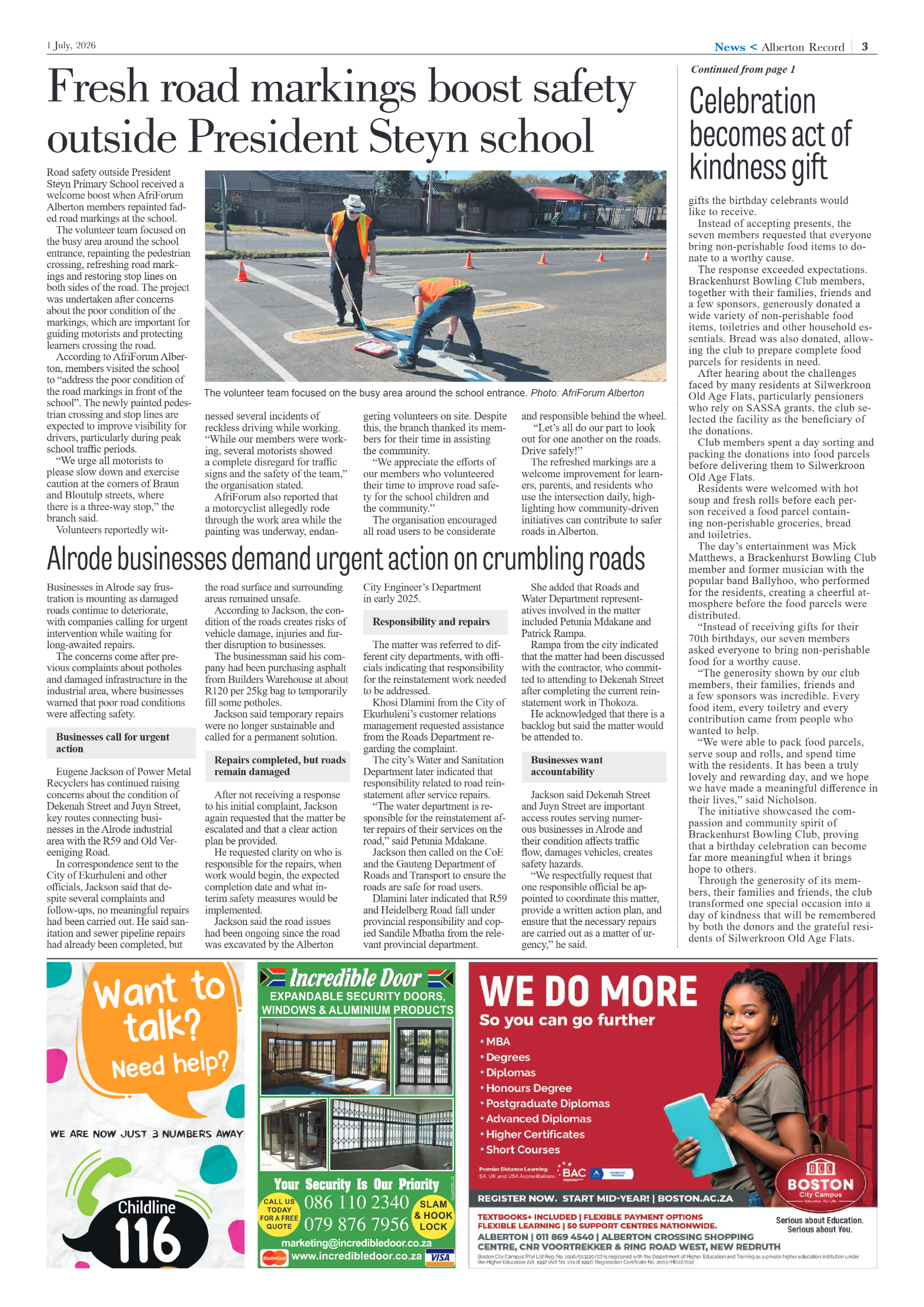 Alberton Record 1 July 2026 page 3