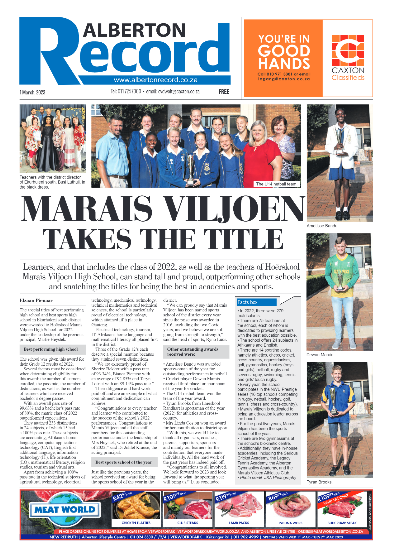 Alberton Record 1 March 2023 page 1