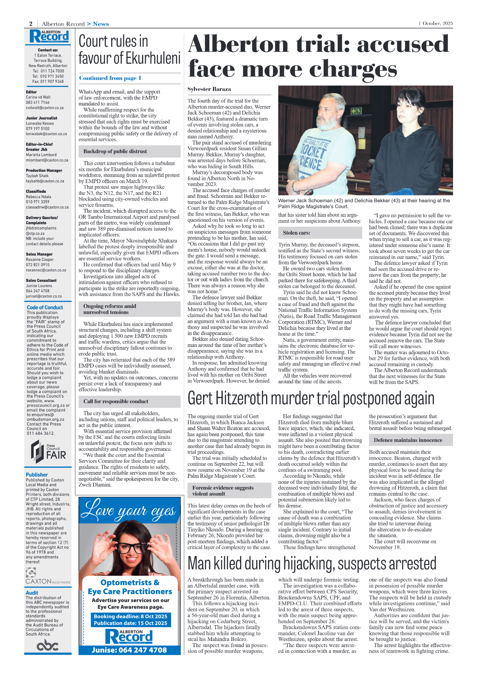 Alberton Record 1 October 2025 page 2