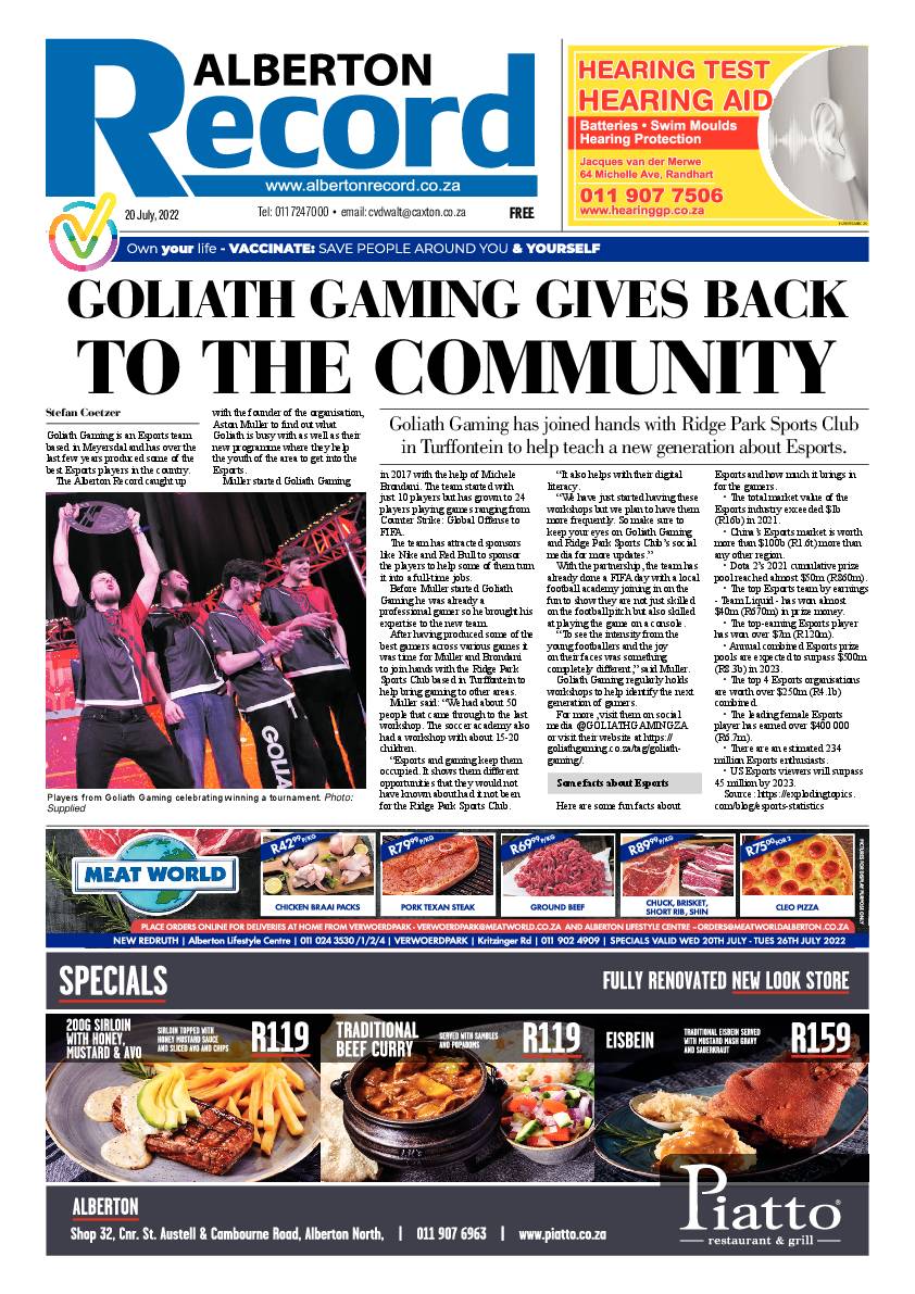Alberton Record 20 July 2022 page 1