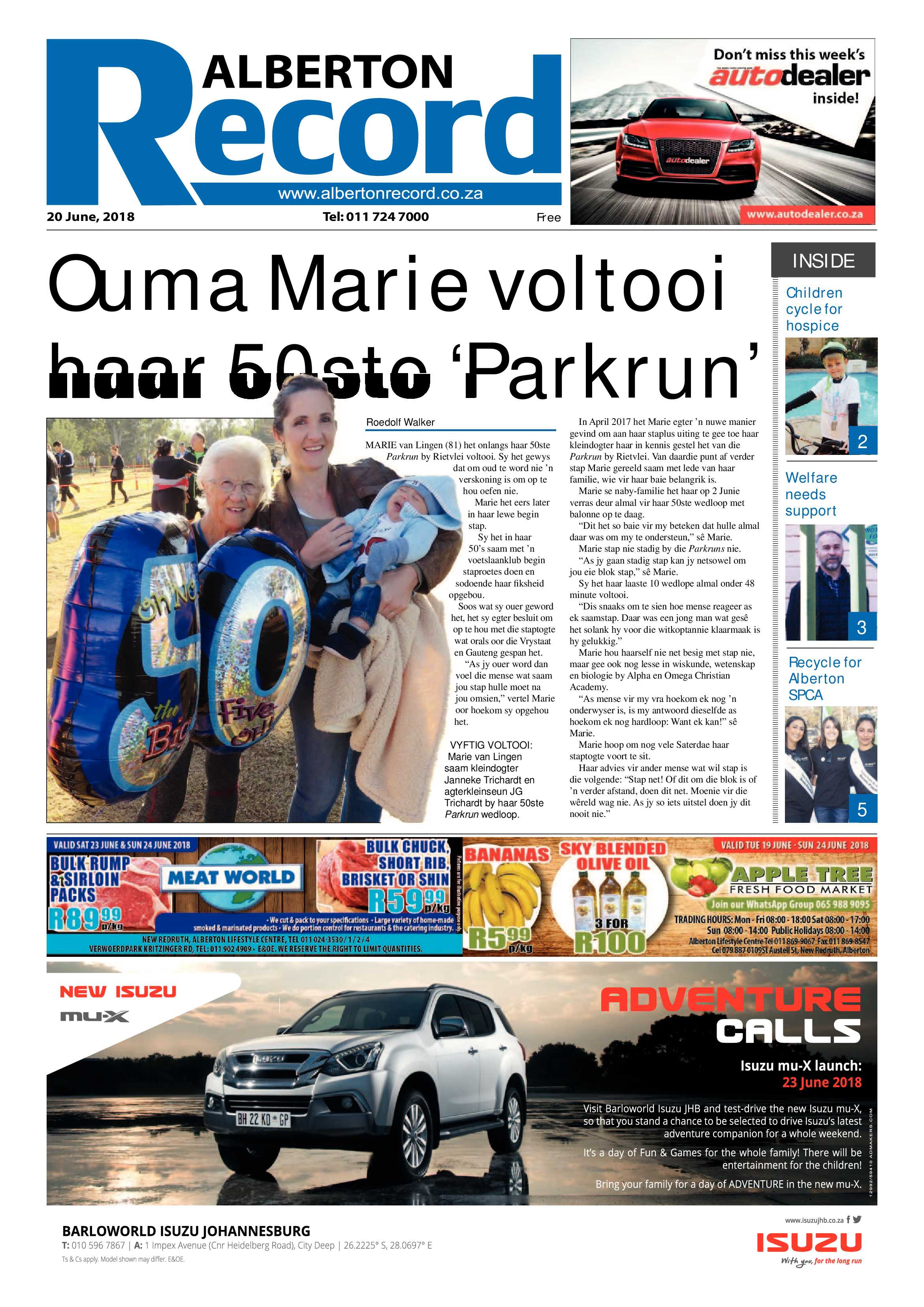 Alberton Record 20 June 2018 page 1