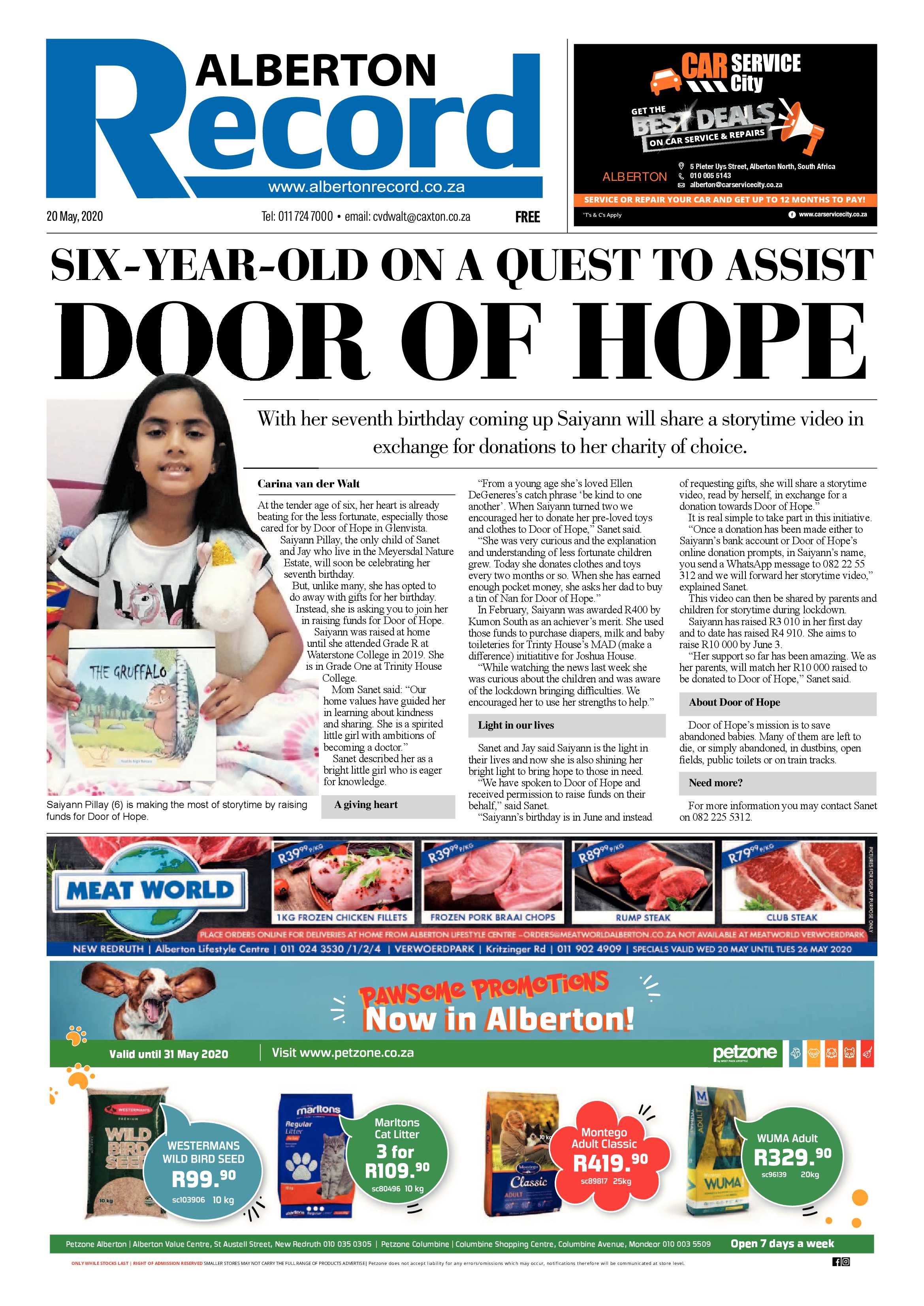 Alberton Record 20 May 2020 page 1