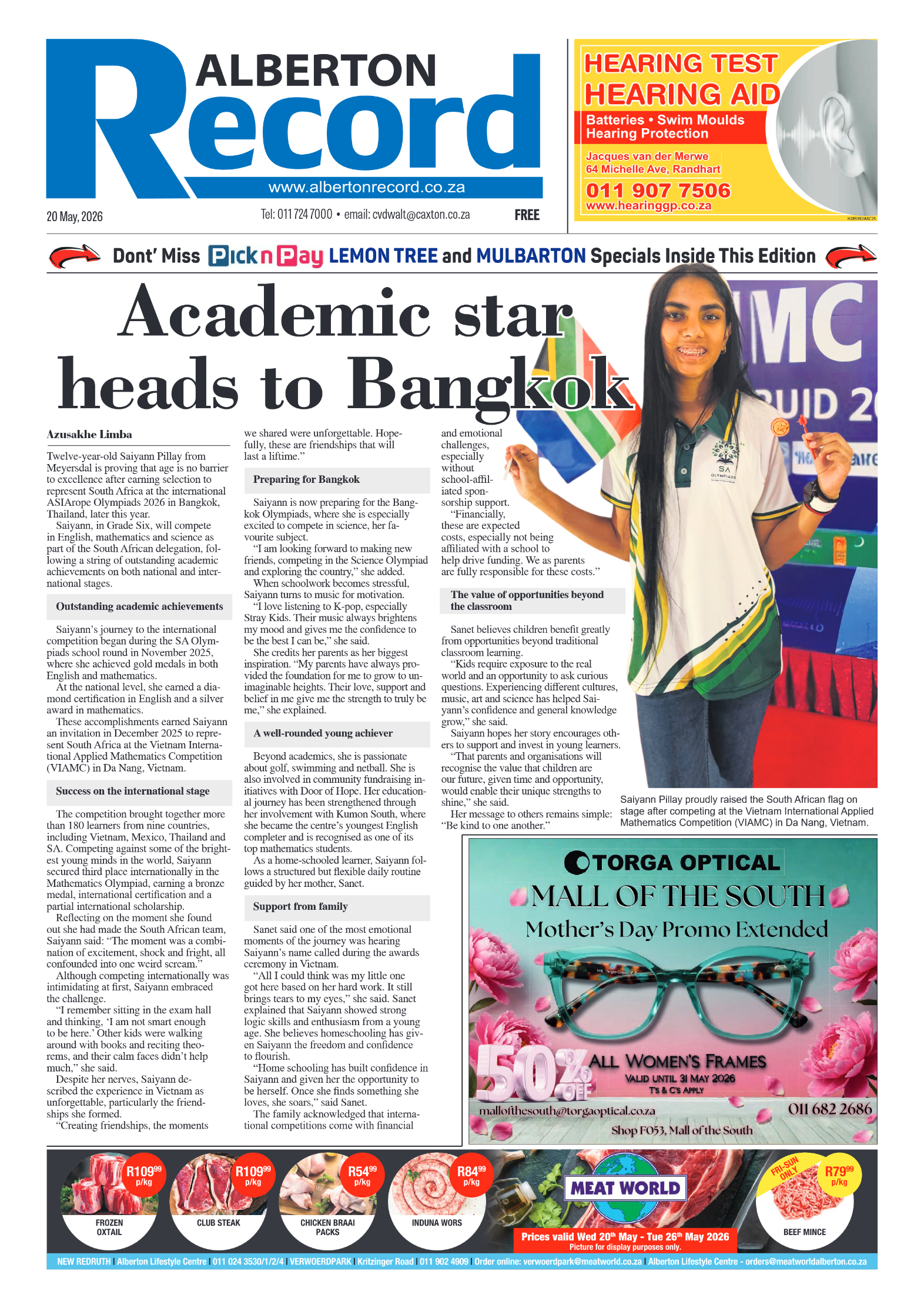 Alberton Record 20 May 2026 page 1