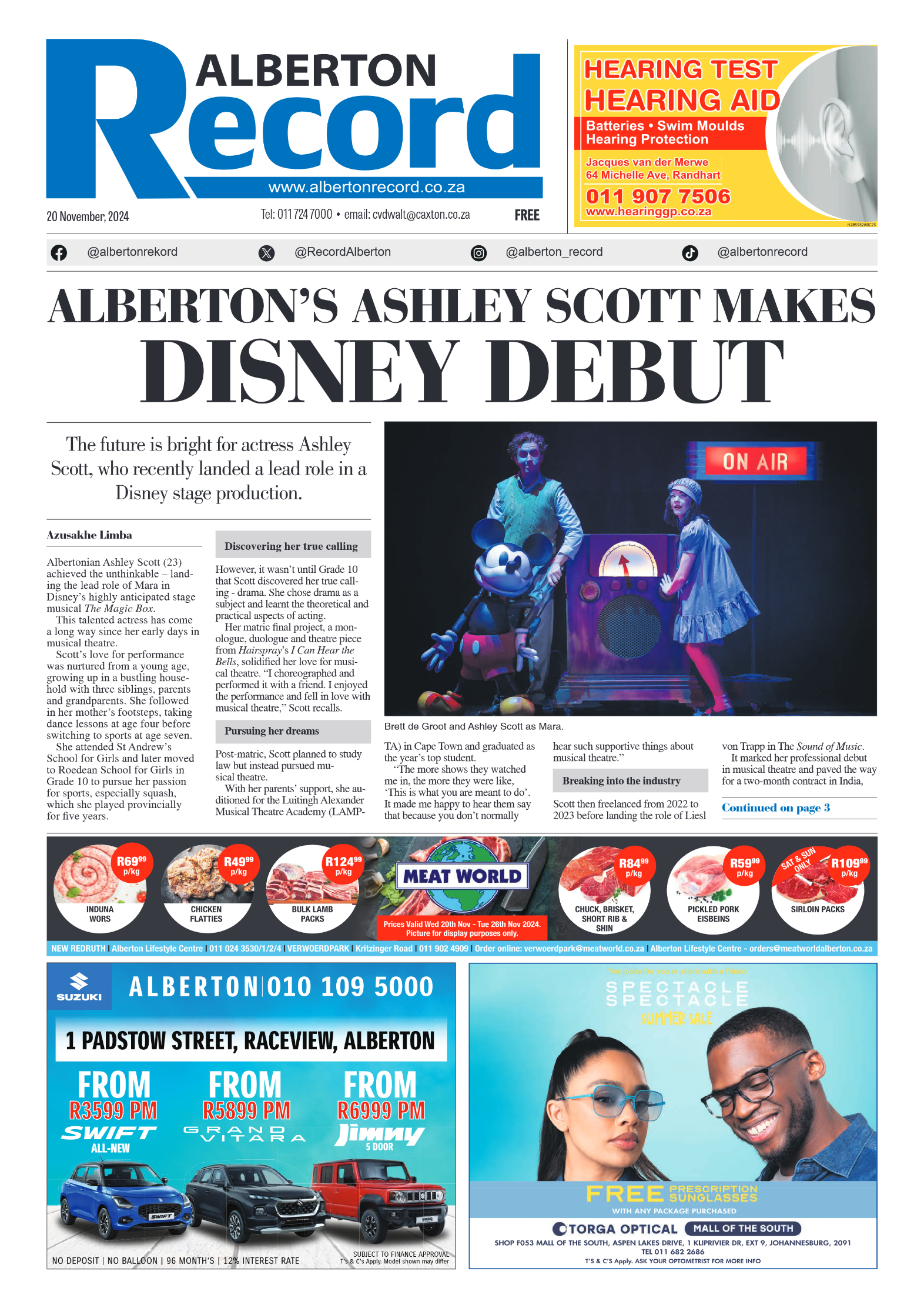 Alberton Record 20 Novemberr 2024 page 1